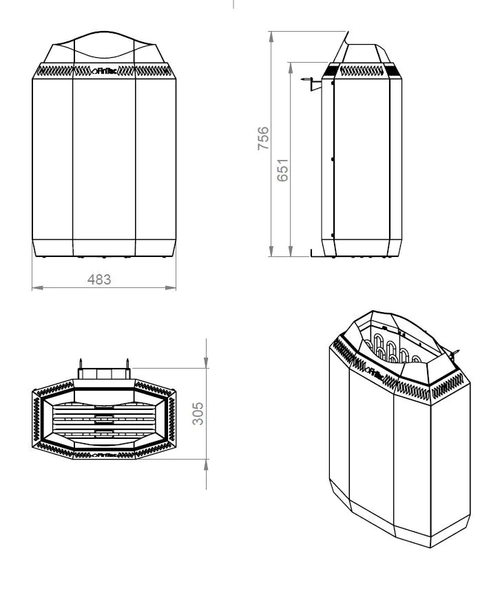 FinTec Saunaofen KAJA 9 KW Set mit Steuerung