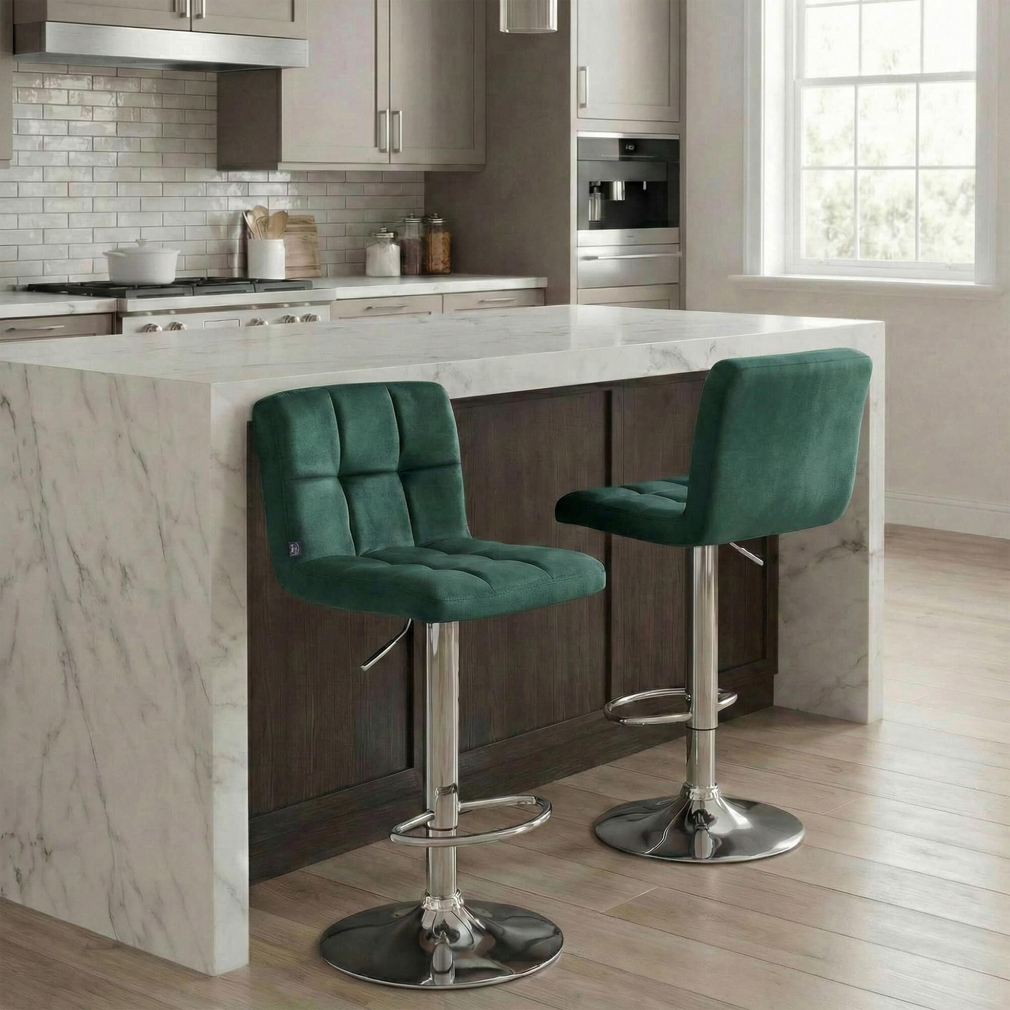 Barhocker Peru Samt chrom, grün