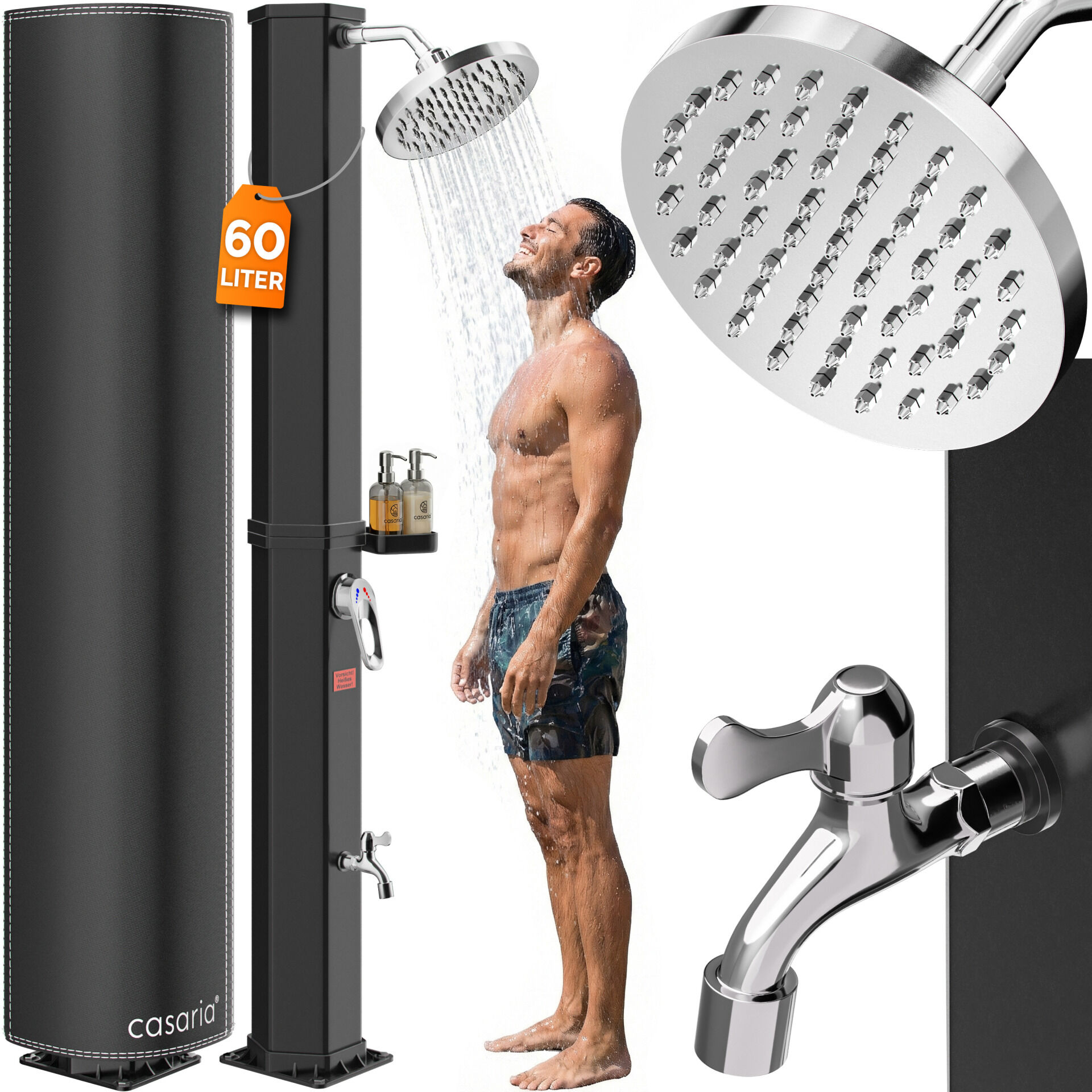 Solardusche Schwarz 60L
