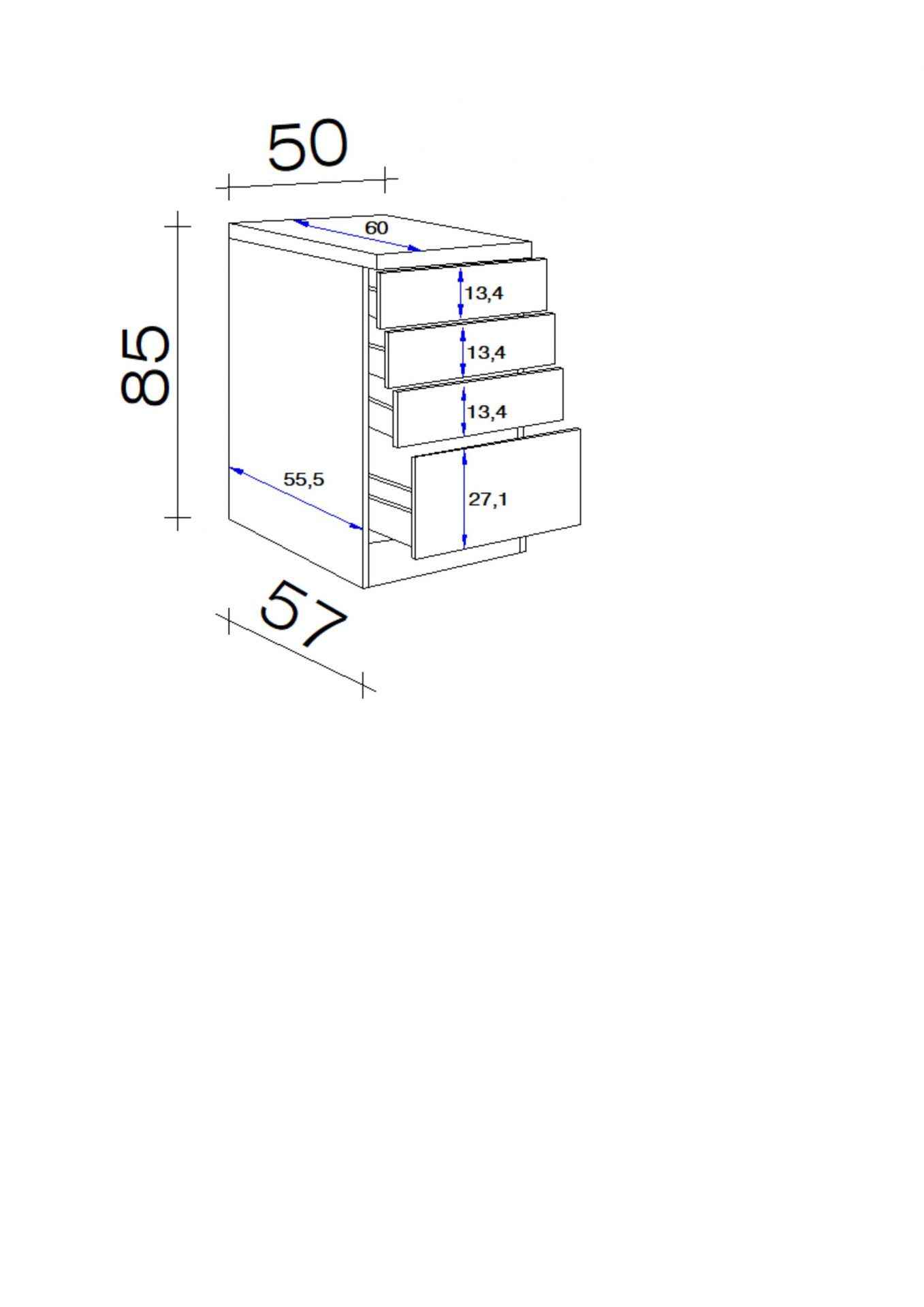 Schubkasten-Unterschrank SAMOA 50x85 cm