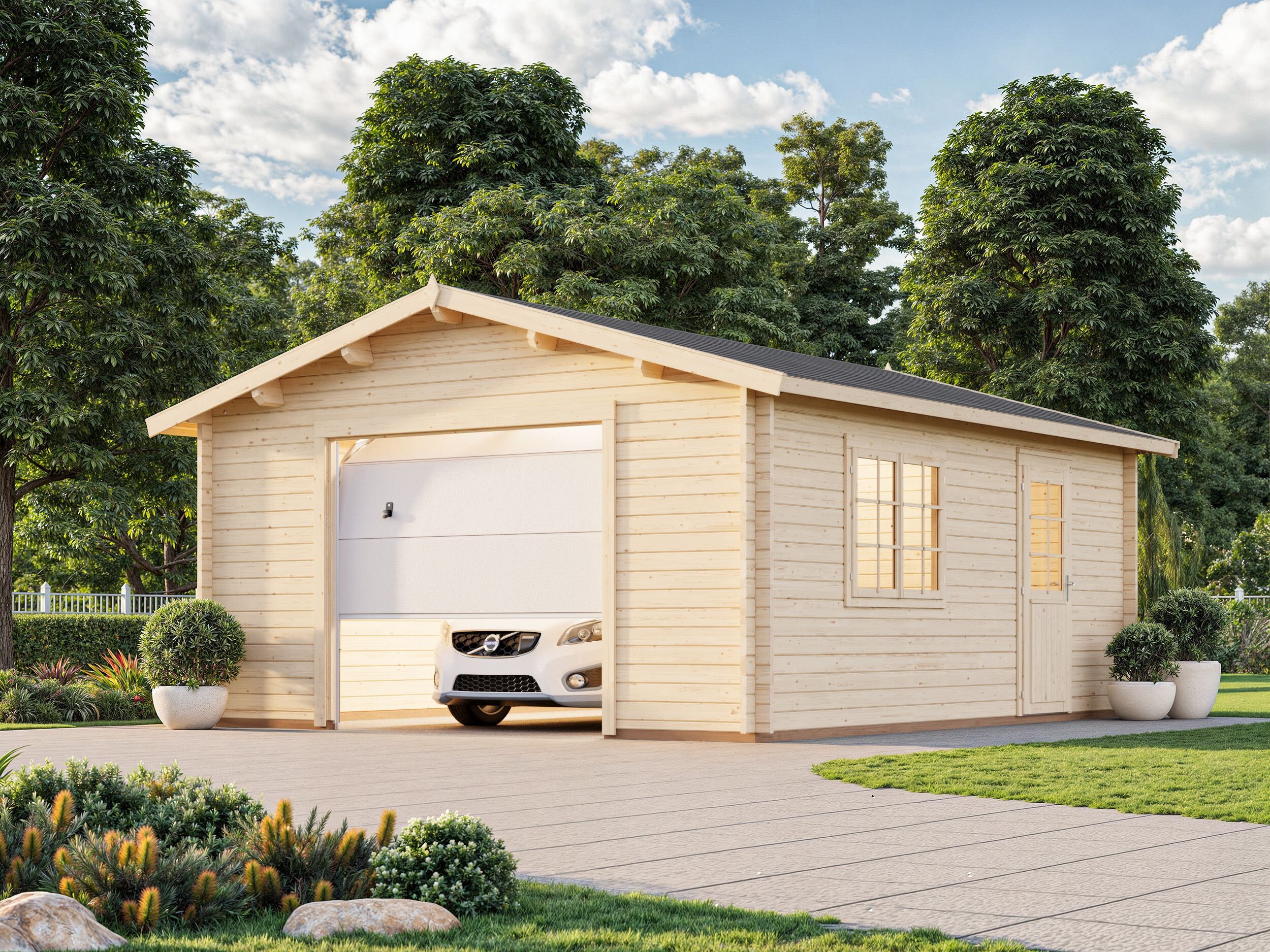 Palmako Holzgarage Roger 23,9 m² mit Sektionaltor