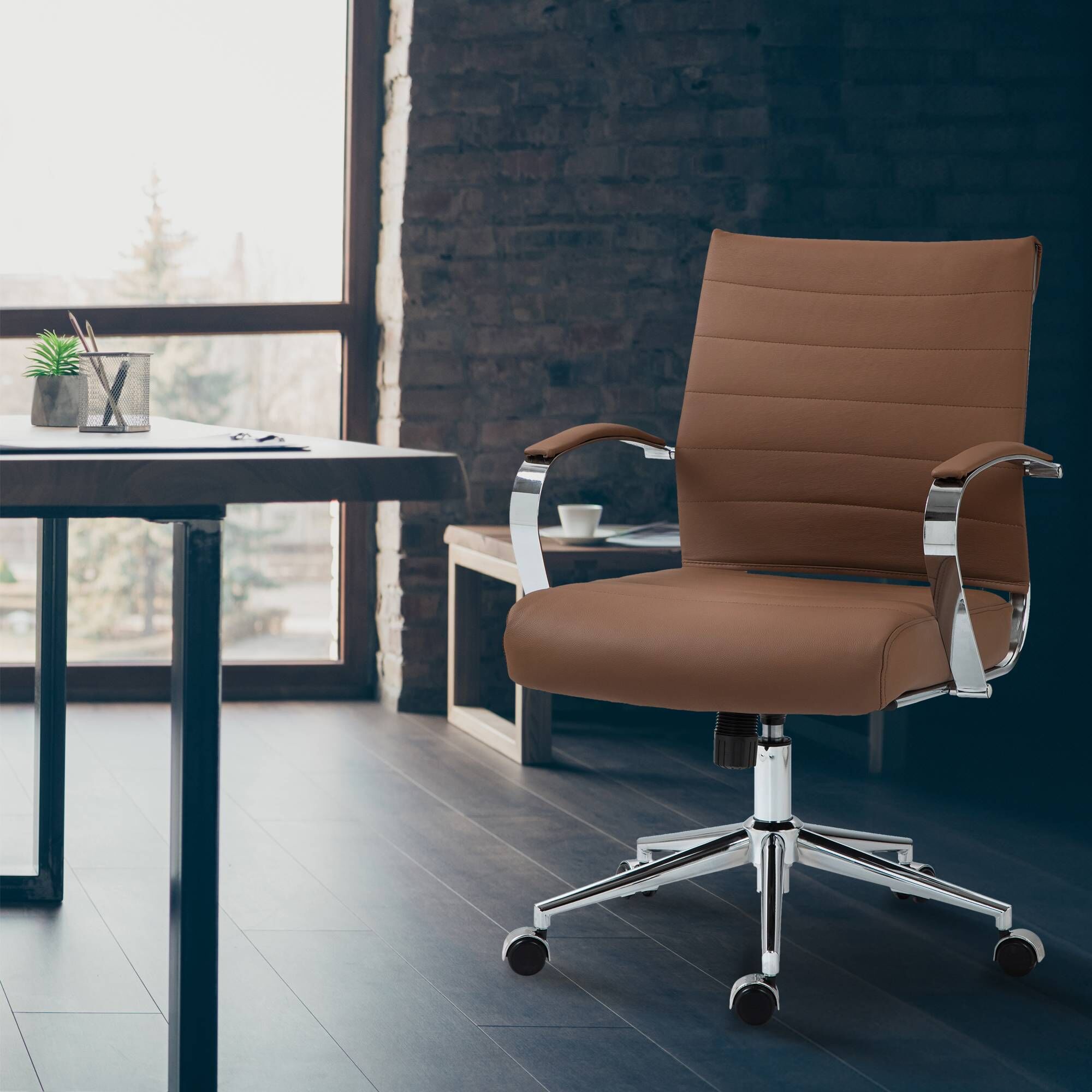 Bürostuhl Oakland Echtleder, hellbraun