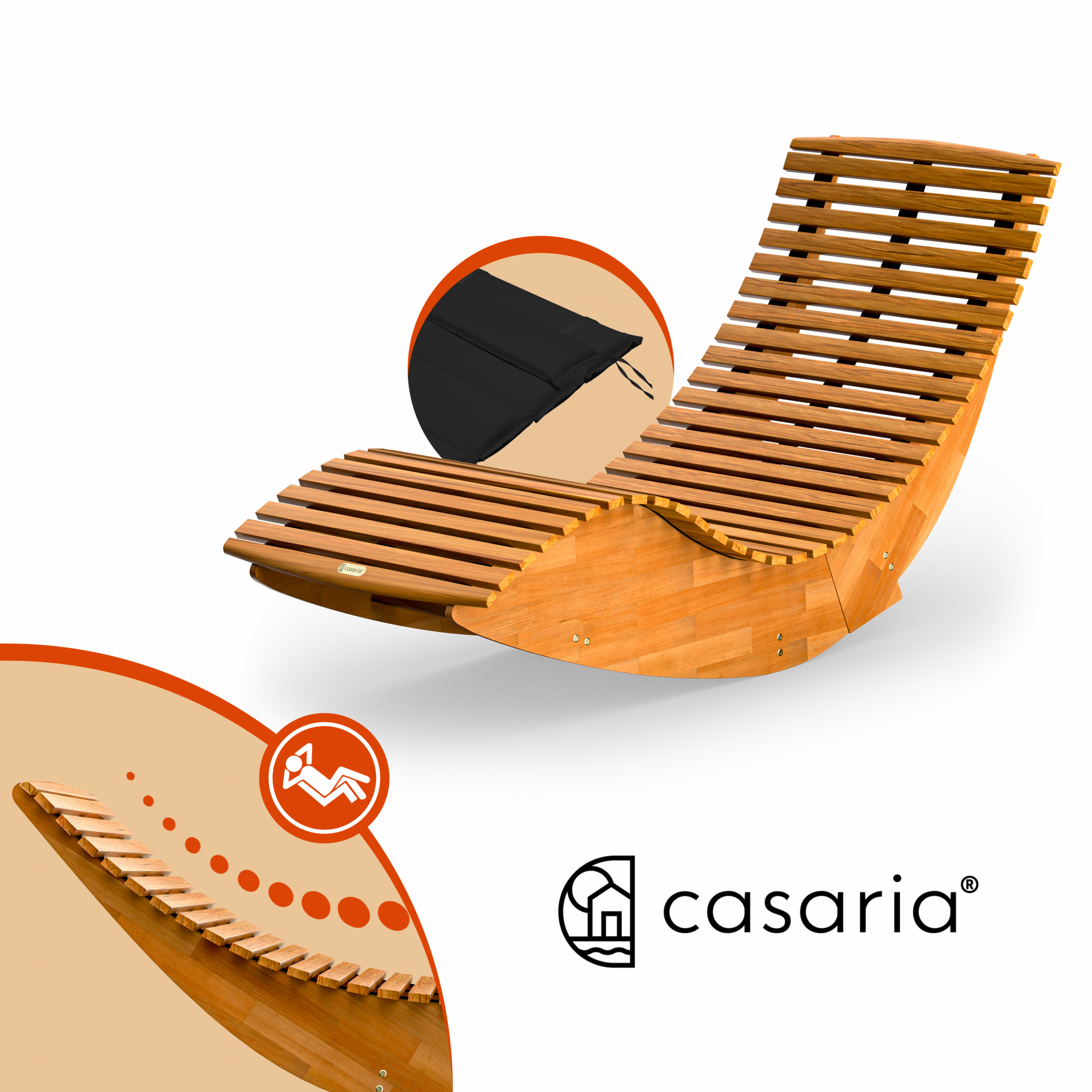 Saunaliege Java klappbar ergonomisch Schaukel fixierbar