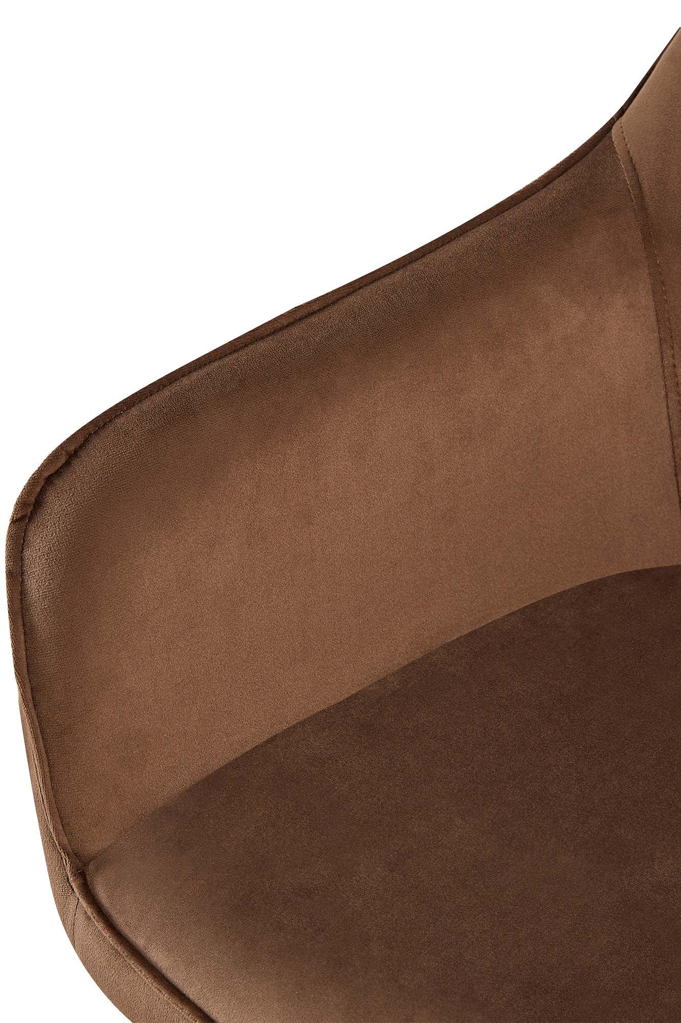 2er Set Esszimmerstuhl Boise Samt, braun