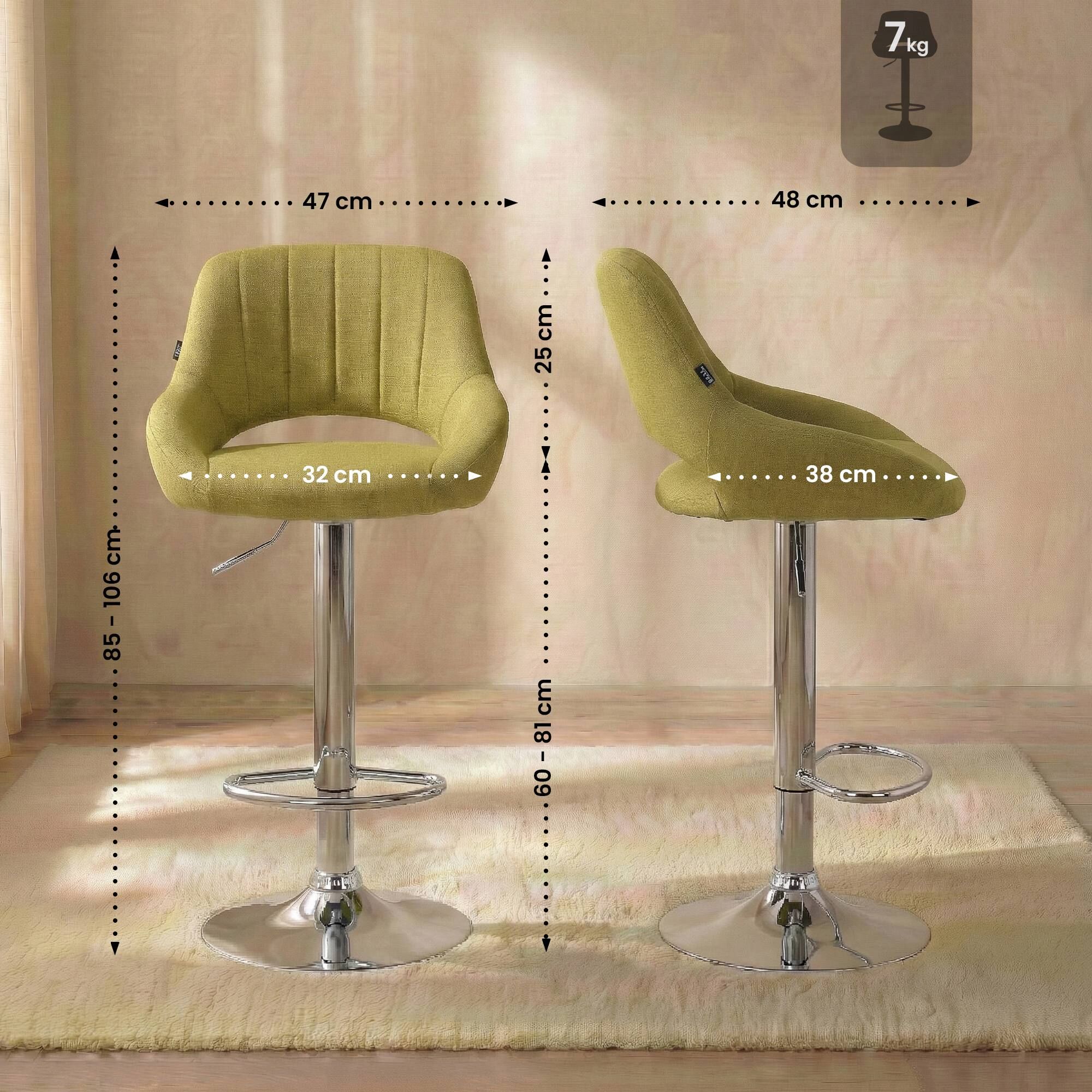 Barhocker Milet Stoff chrom, grün