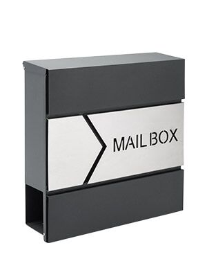 Briefkasten Design Anthrazit Edelstahl Zeitungsfach 37x11x36,5 cm