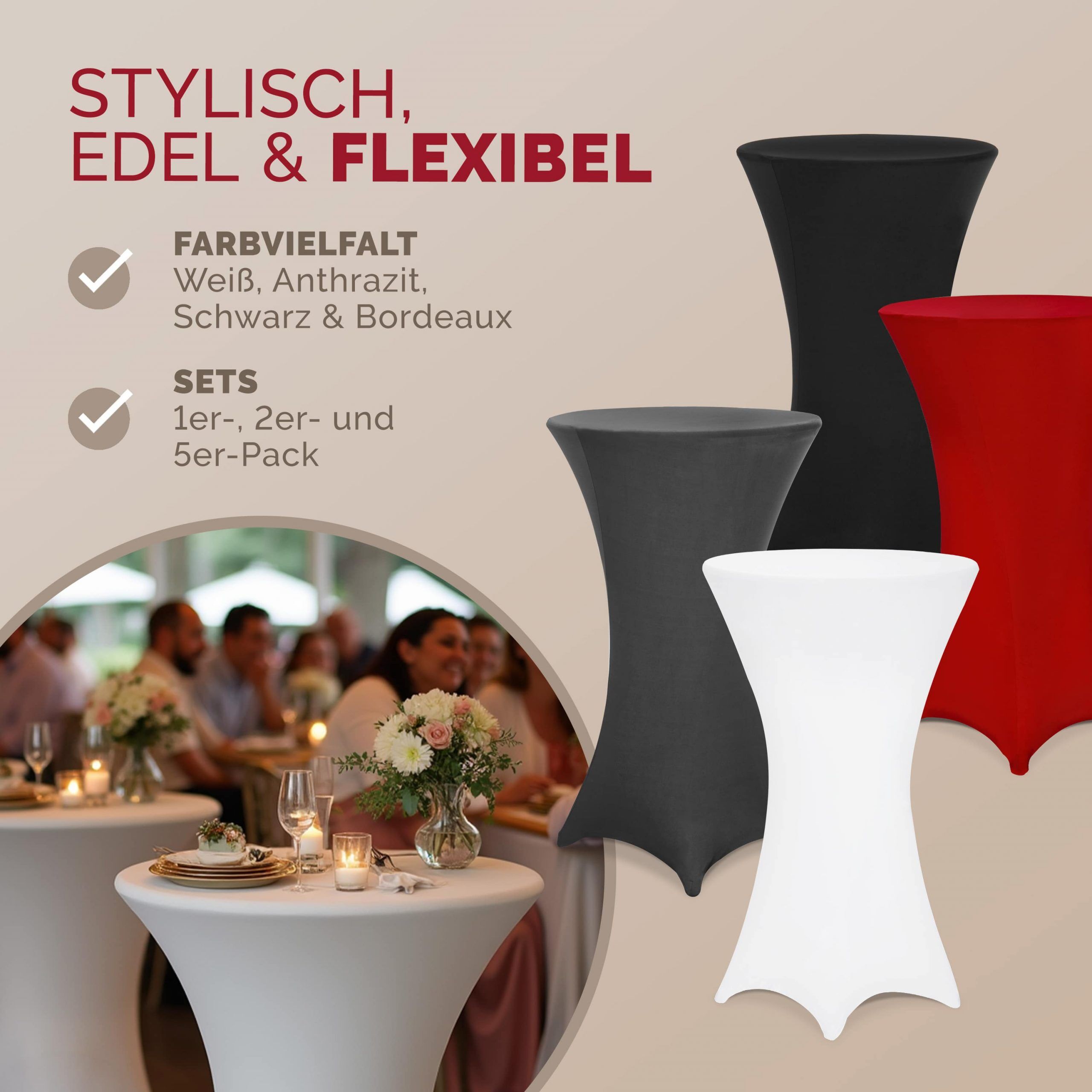 Stehtischhusse Ø80 cm weiß