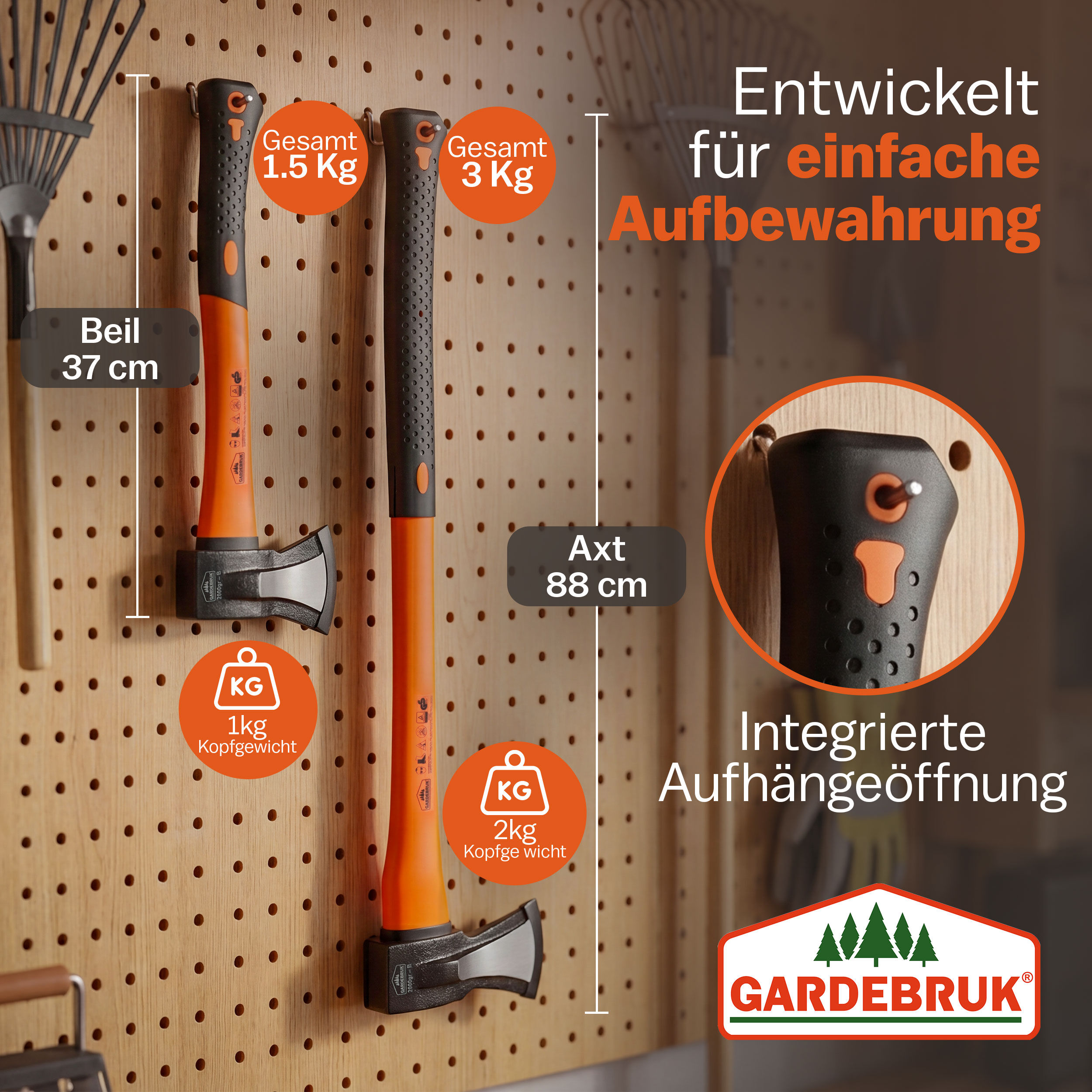 Beil + Spaltaxt 2er-Set TÜV Rheinland GS geprüfte Sicherheit