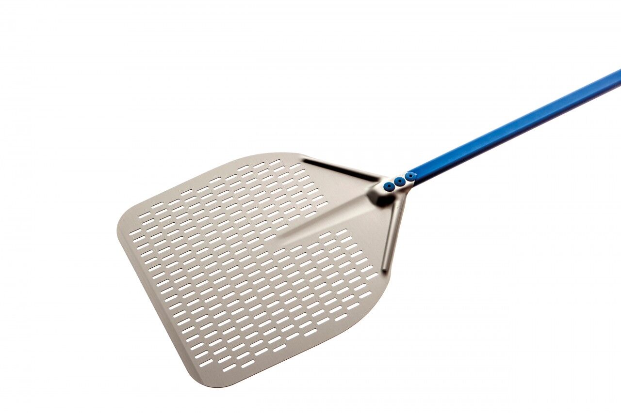 Pizzaschaufel Azzurra Alu rechteckig 33x33cm perforiert