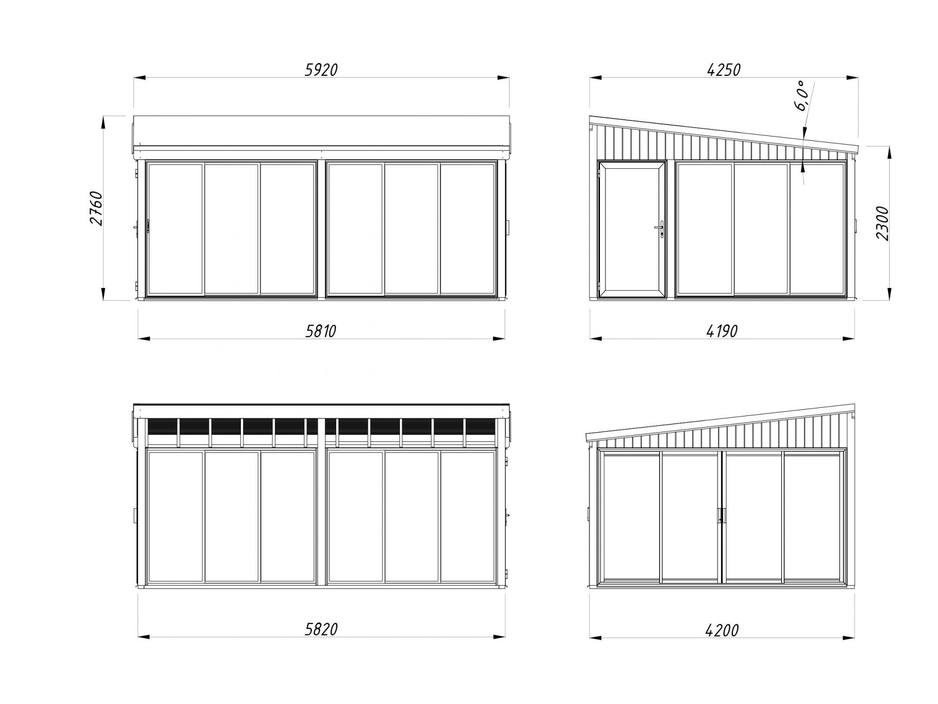 Palmako Gartenzimmer Glashaus Lumi 23,3 m² Slide Plus