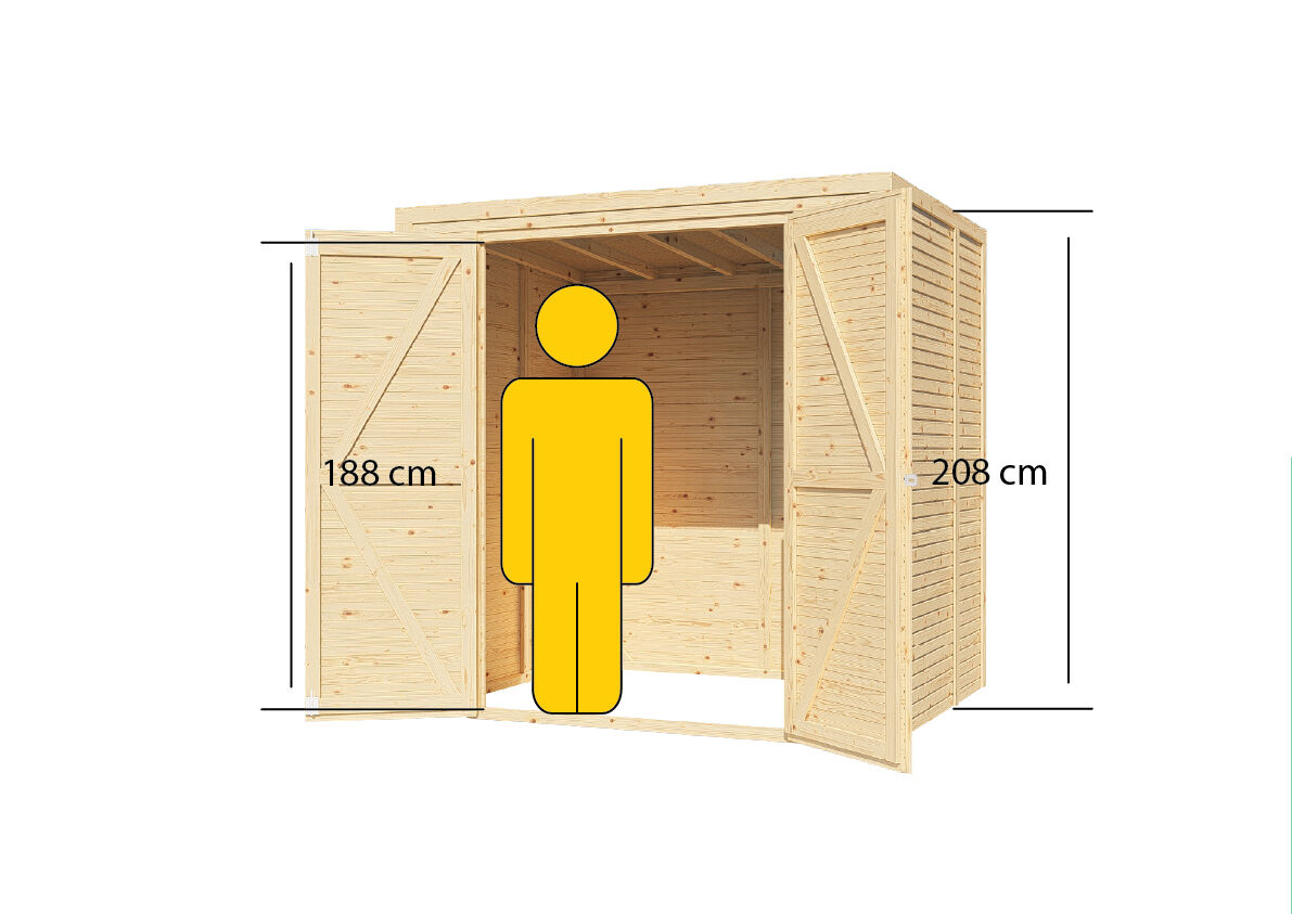 Gerätehaus Holz Box 2 hellgrau 207 x 156 cm