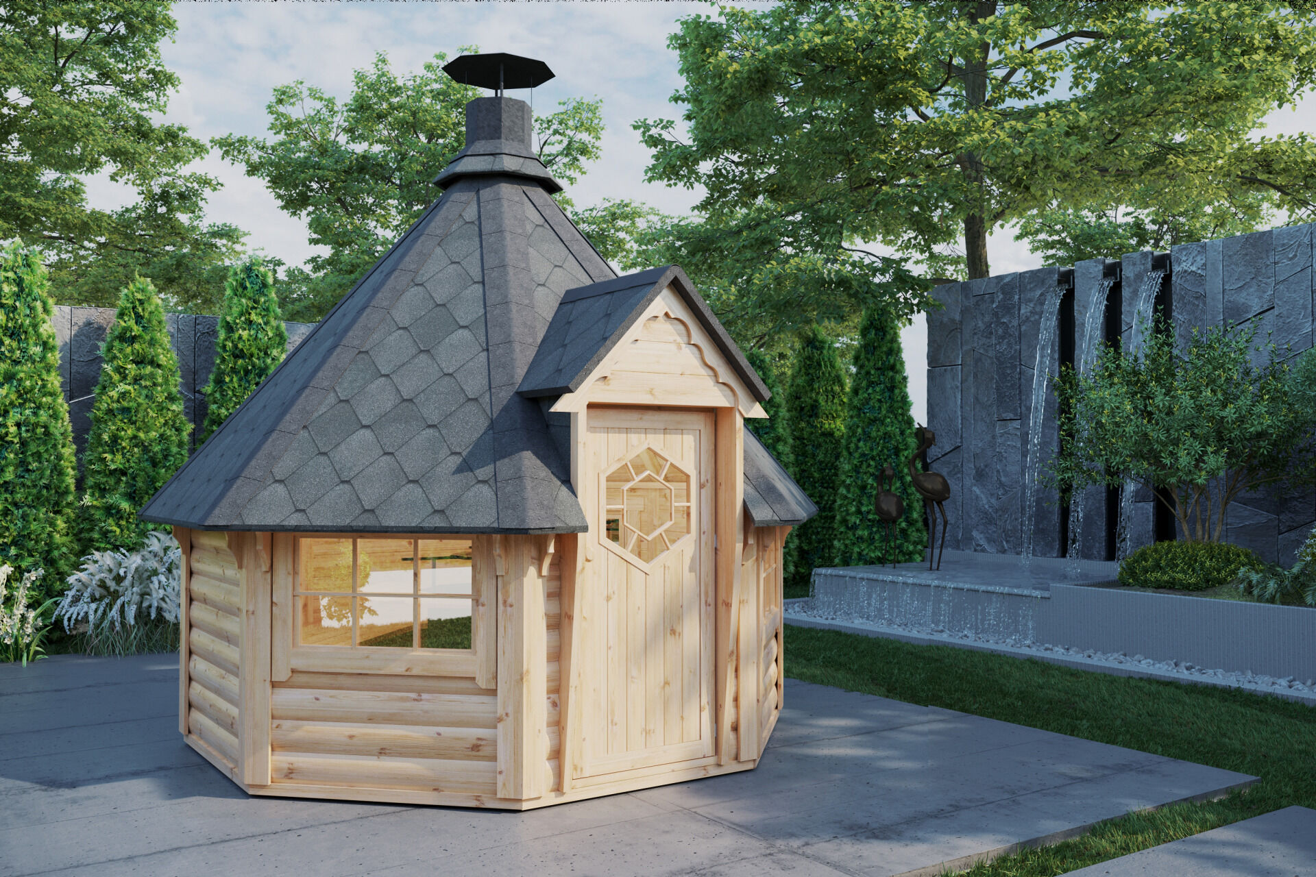 Grillkota Elegance 6,9m² schwarz, Frontansicht