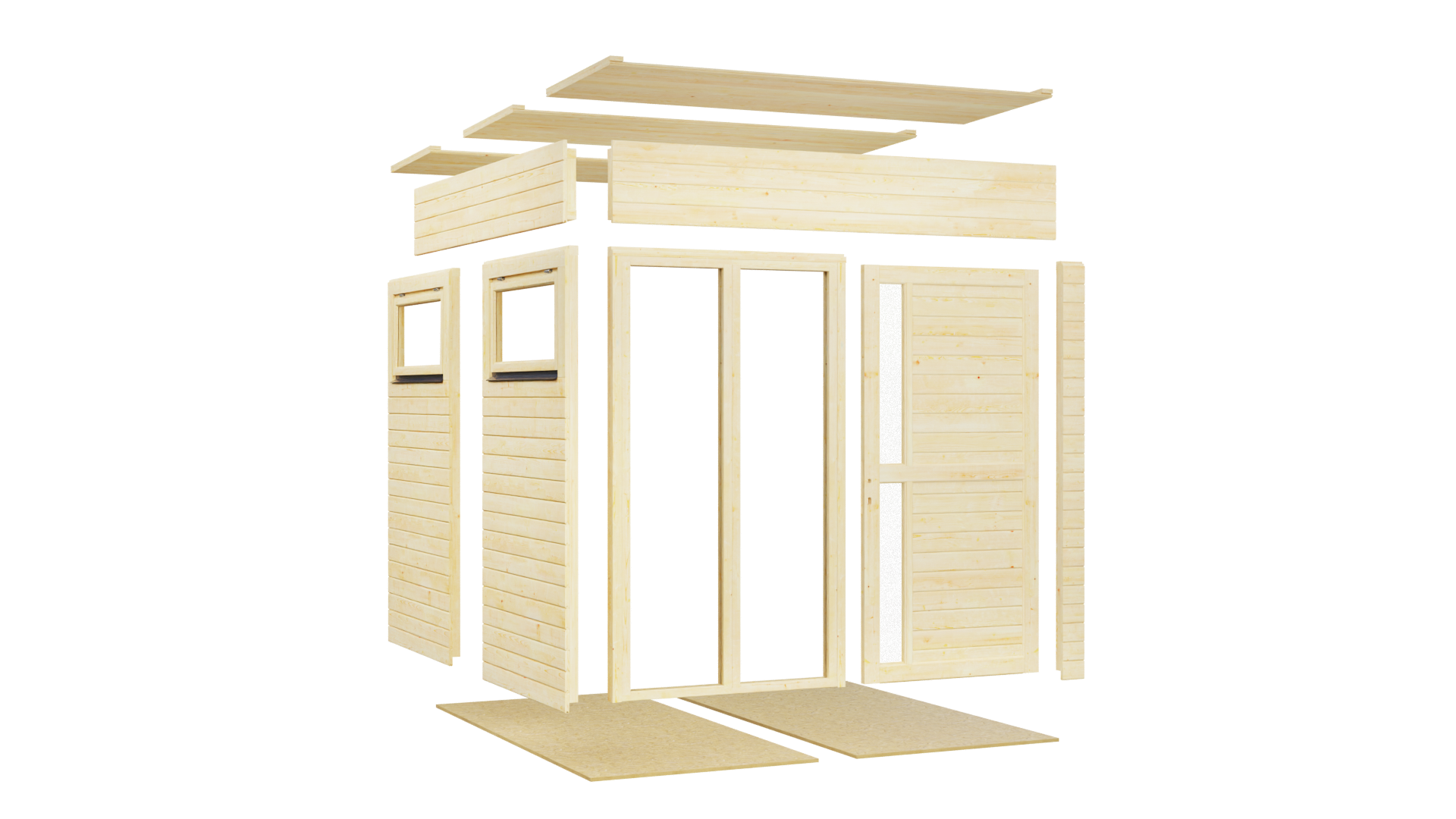 Gartenhaus Holz Cubus 2 Office naturbelassen 223 x 230 cm