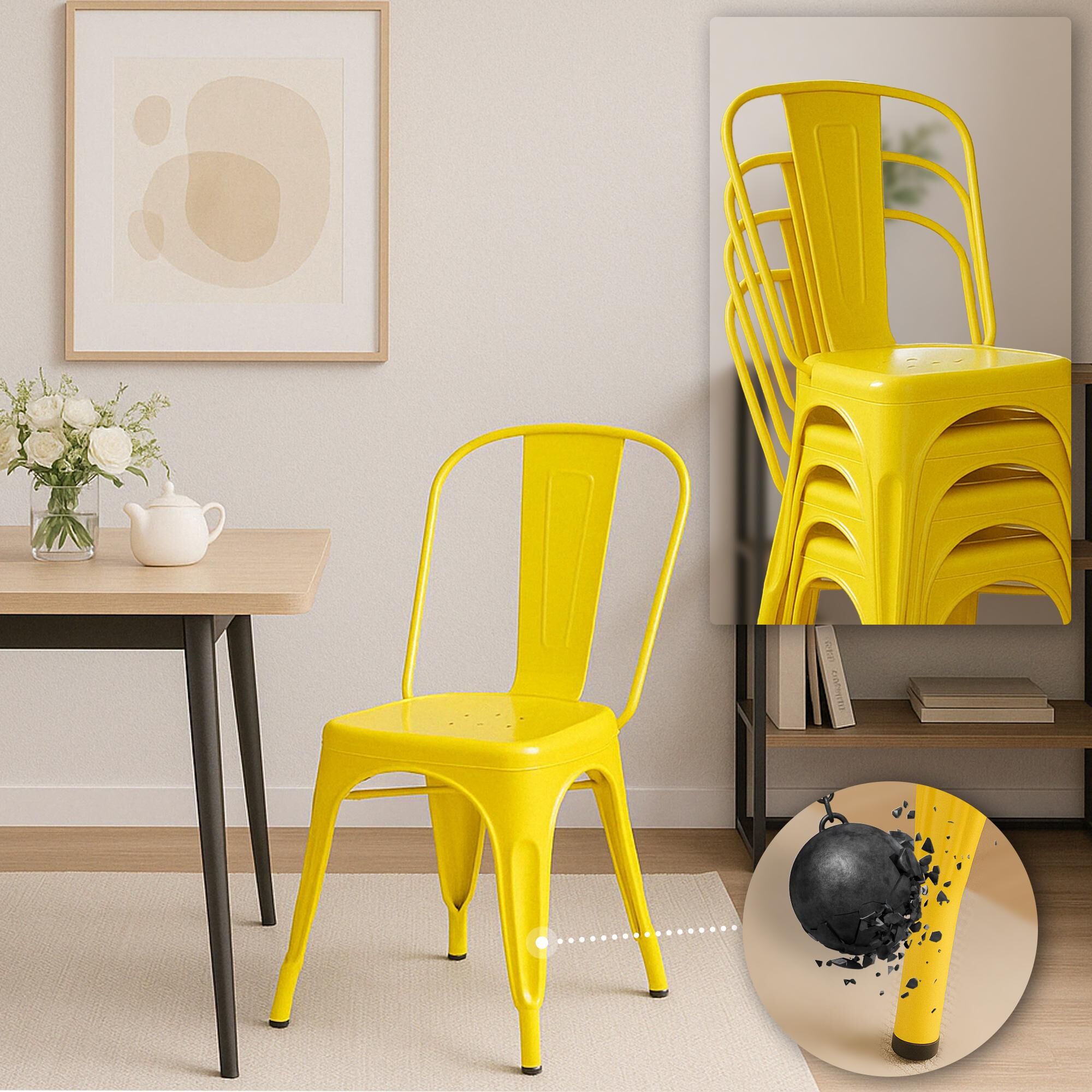 4er Set Stuhl Benedikt, gelb