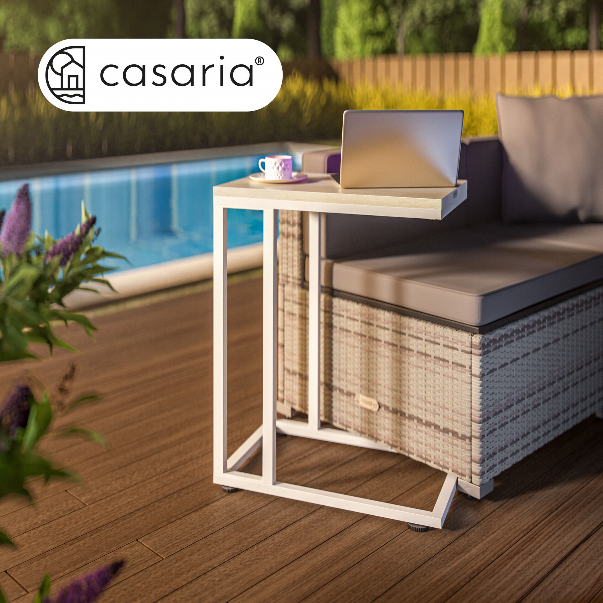 Beistelltisch Weiß unterfahrbar 50x35x65/70cm mobil Rollen mit Bremse