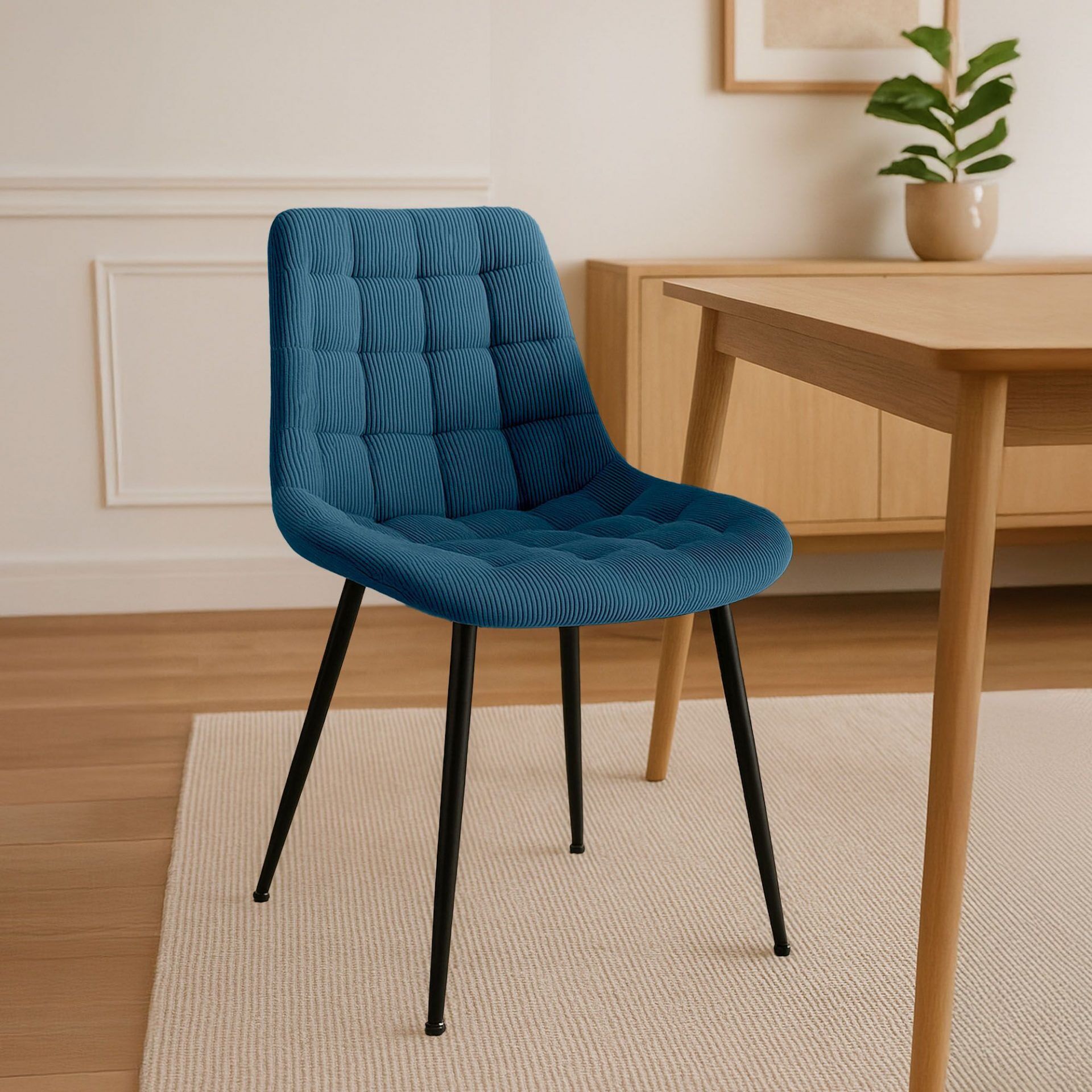 Esszimmerstuhl Sardna Cord, blau