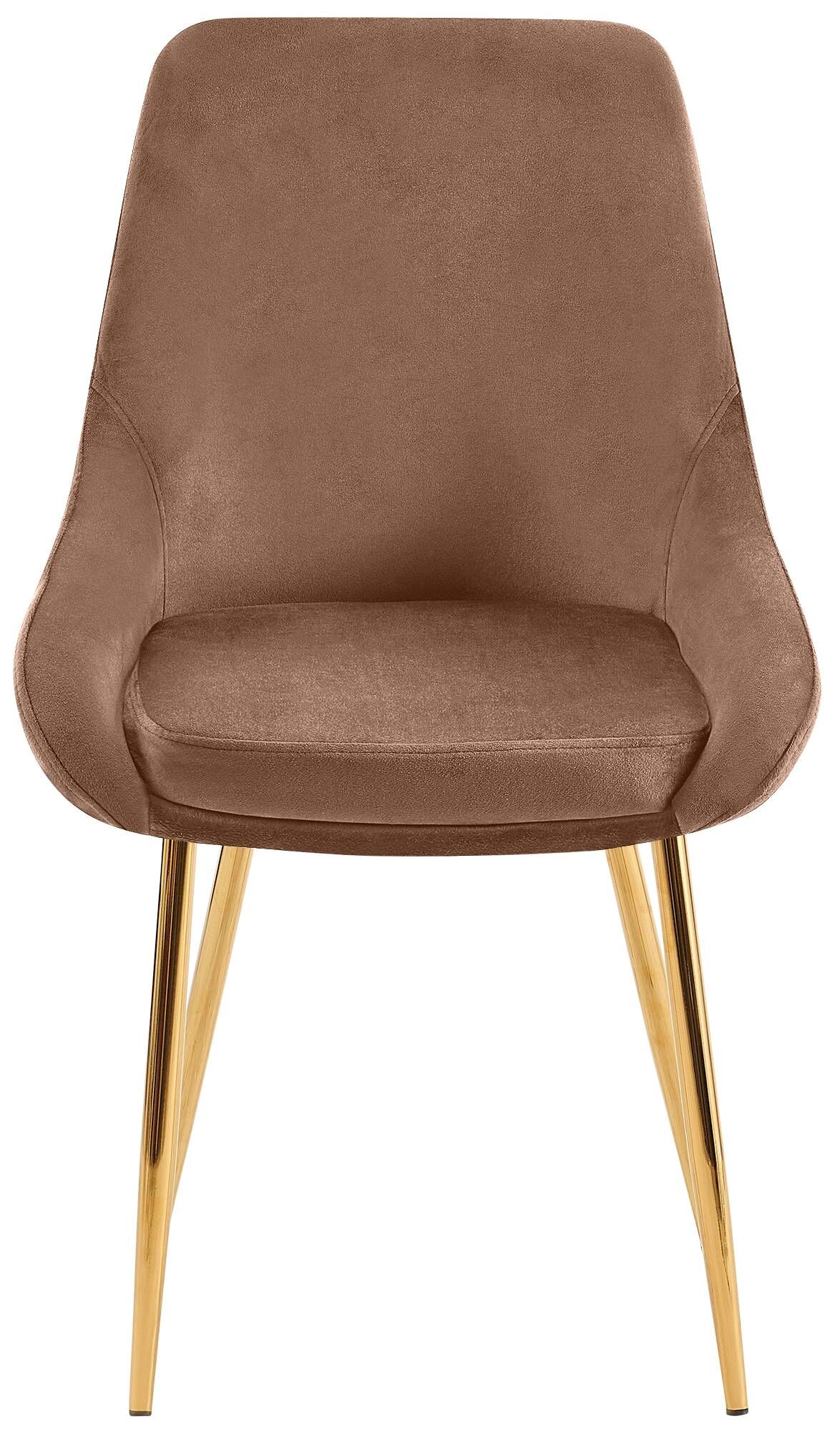 2er Set Esszimmerstuhl Elmira Samt gold, braun