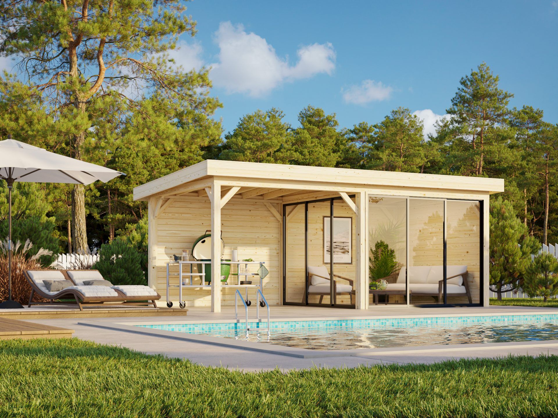 Palmako modernes Gartenhaus Lenna 16,6 m2 Set 405 Slide