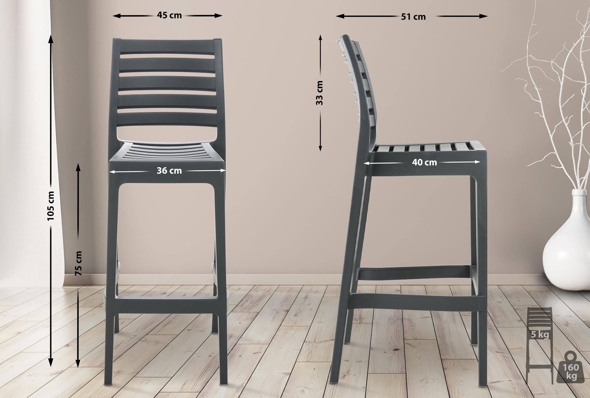 Barhocker Ares, dunkelgrau