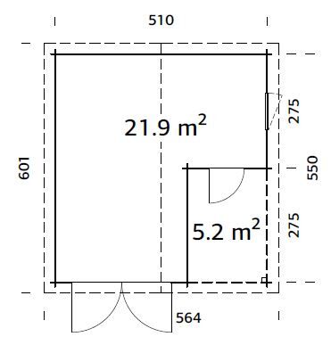 Palmako Holzgarage Roger 21,9+5,2 m² mit Holztor