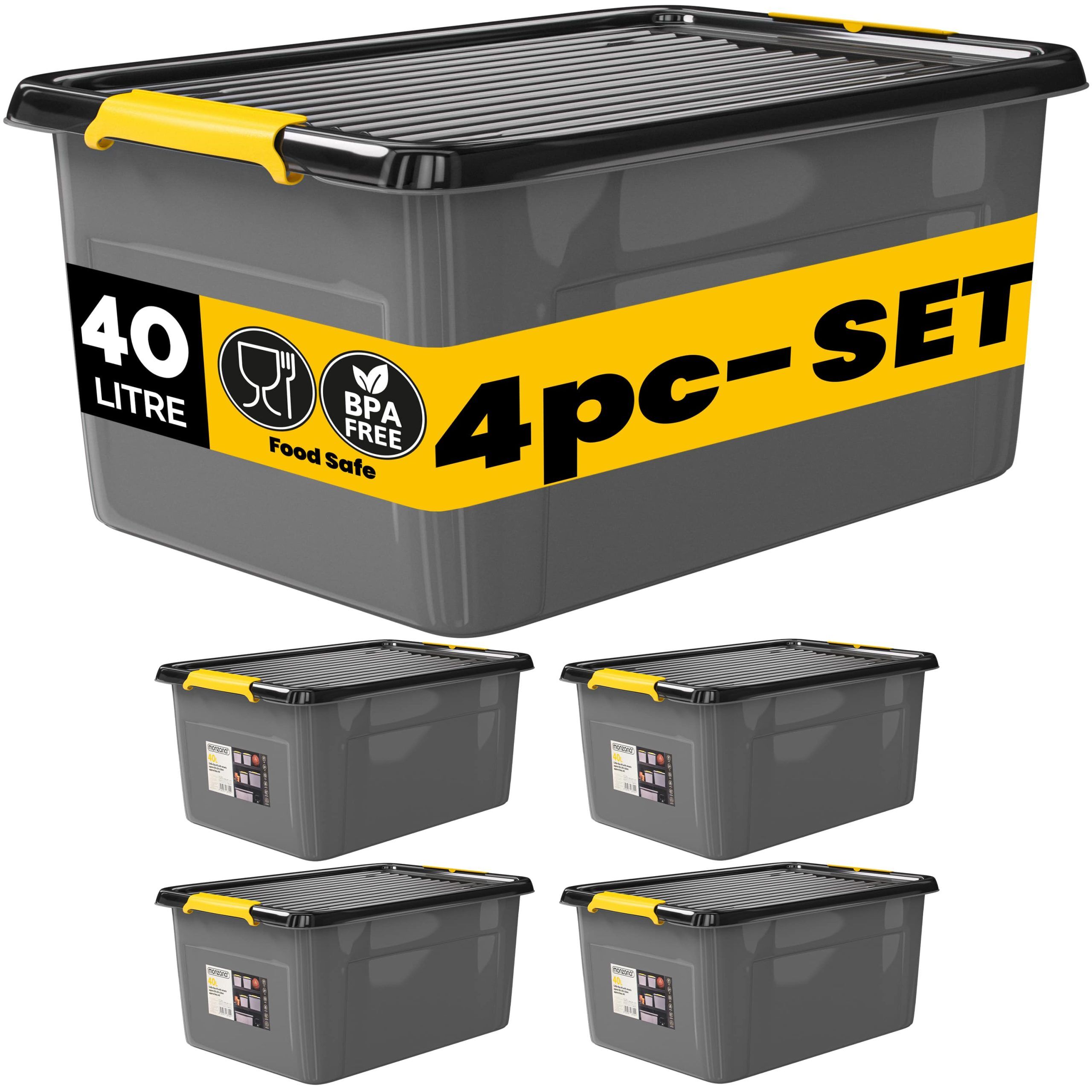 Aufbewahrungsbox 4er-Set Grau/Anthrazit 58x39x25cm stapelbar
