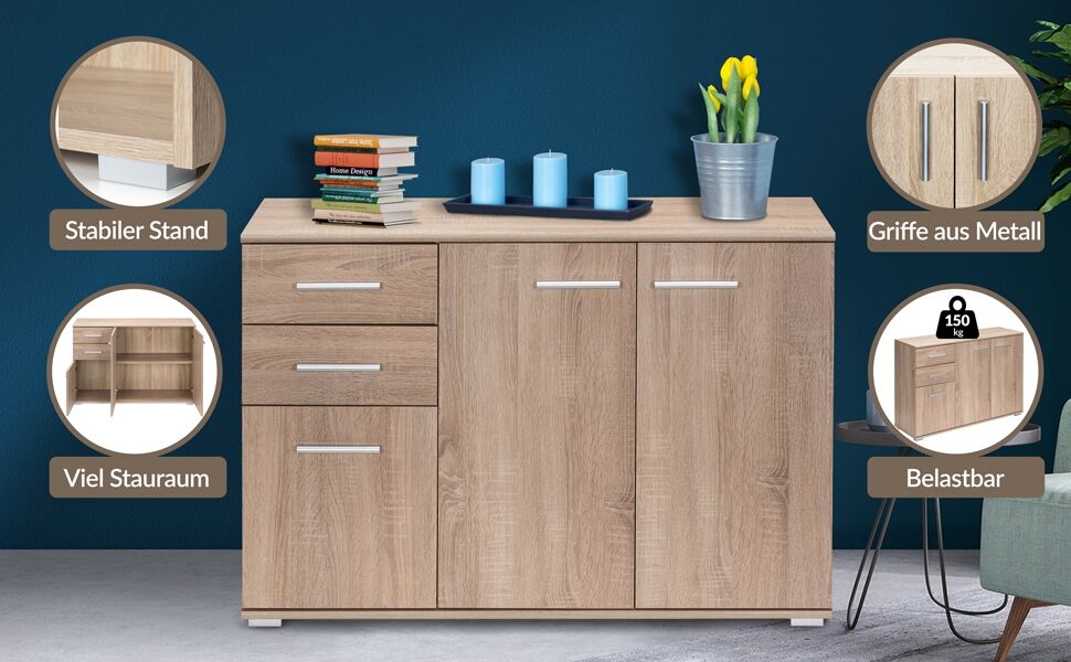 Kommode Alba Eiche 107x75x35cm