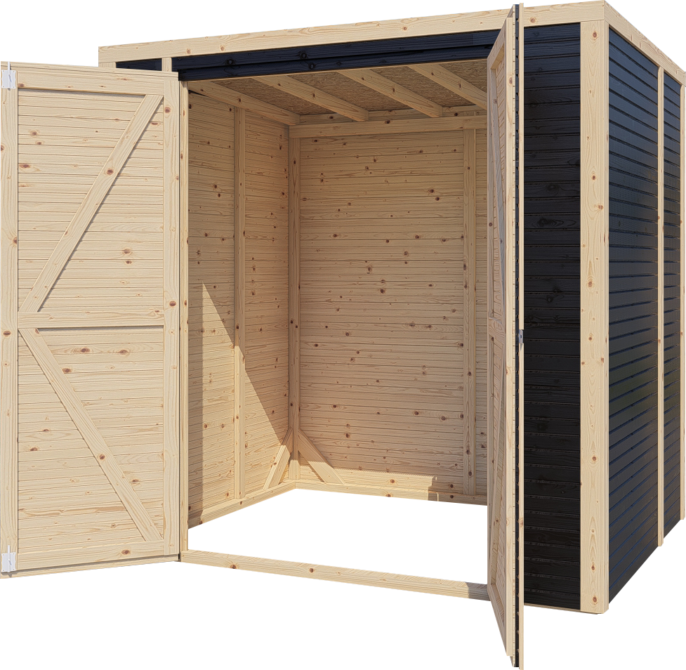 Gerätehaus Holz Box 2 schwarz/natur 207 x 156 cm