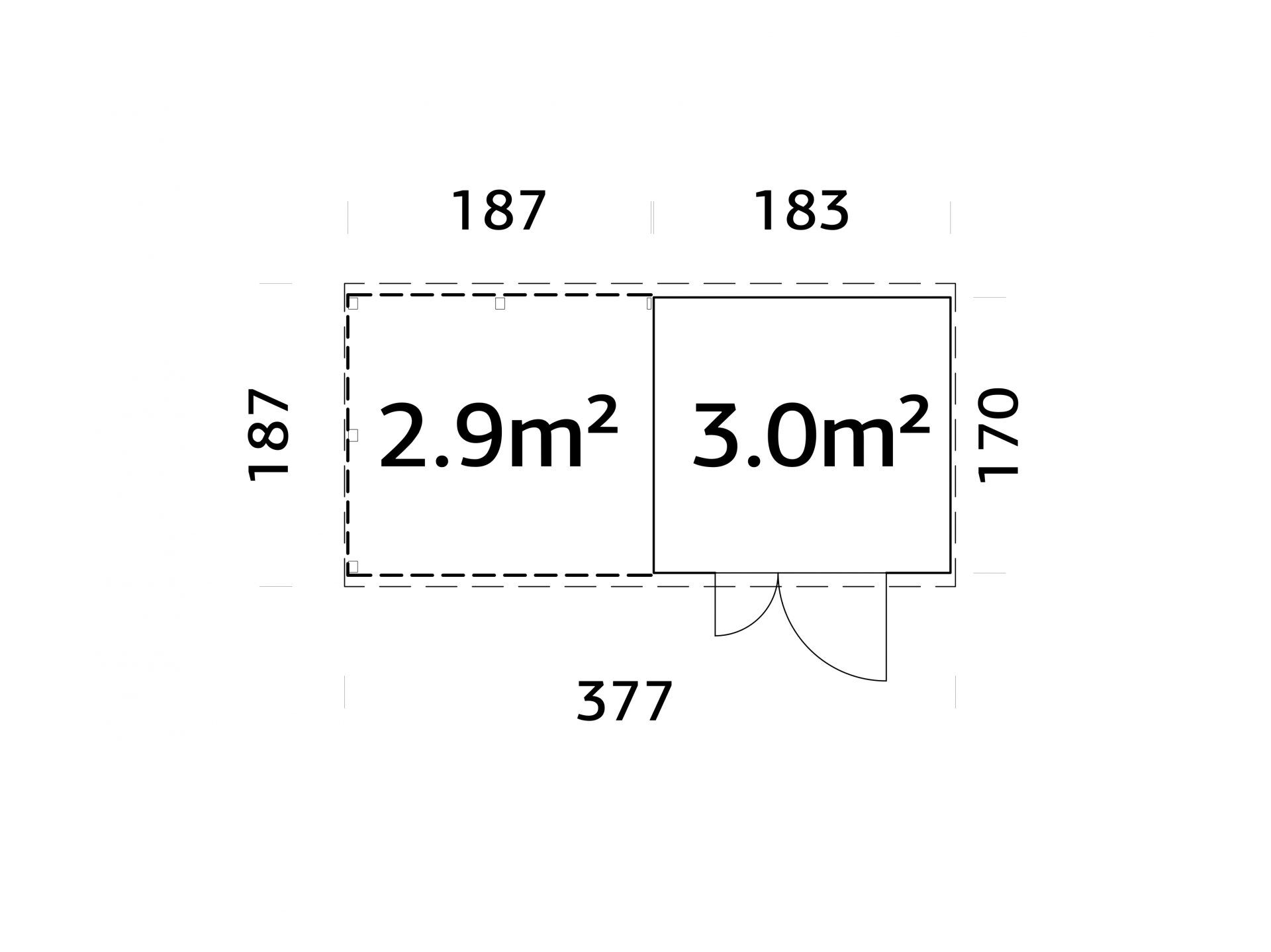 Palmako Gerätehaus Leif 3,0+2,9 m²