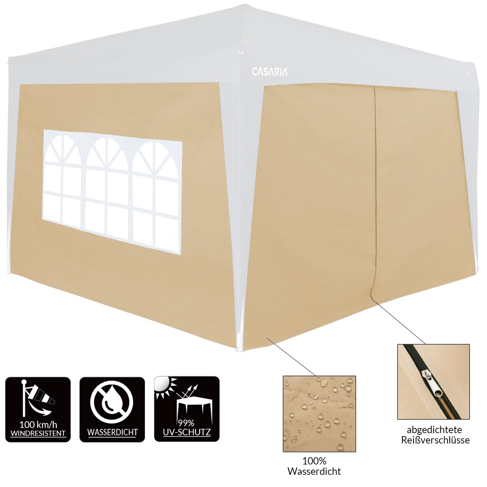 Seitenwände Faltpavillon 2er-Set Beige 3x2m