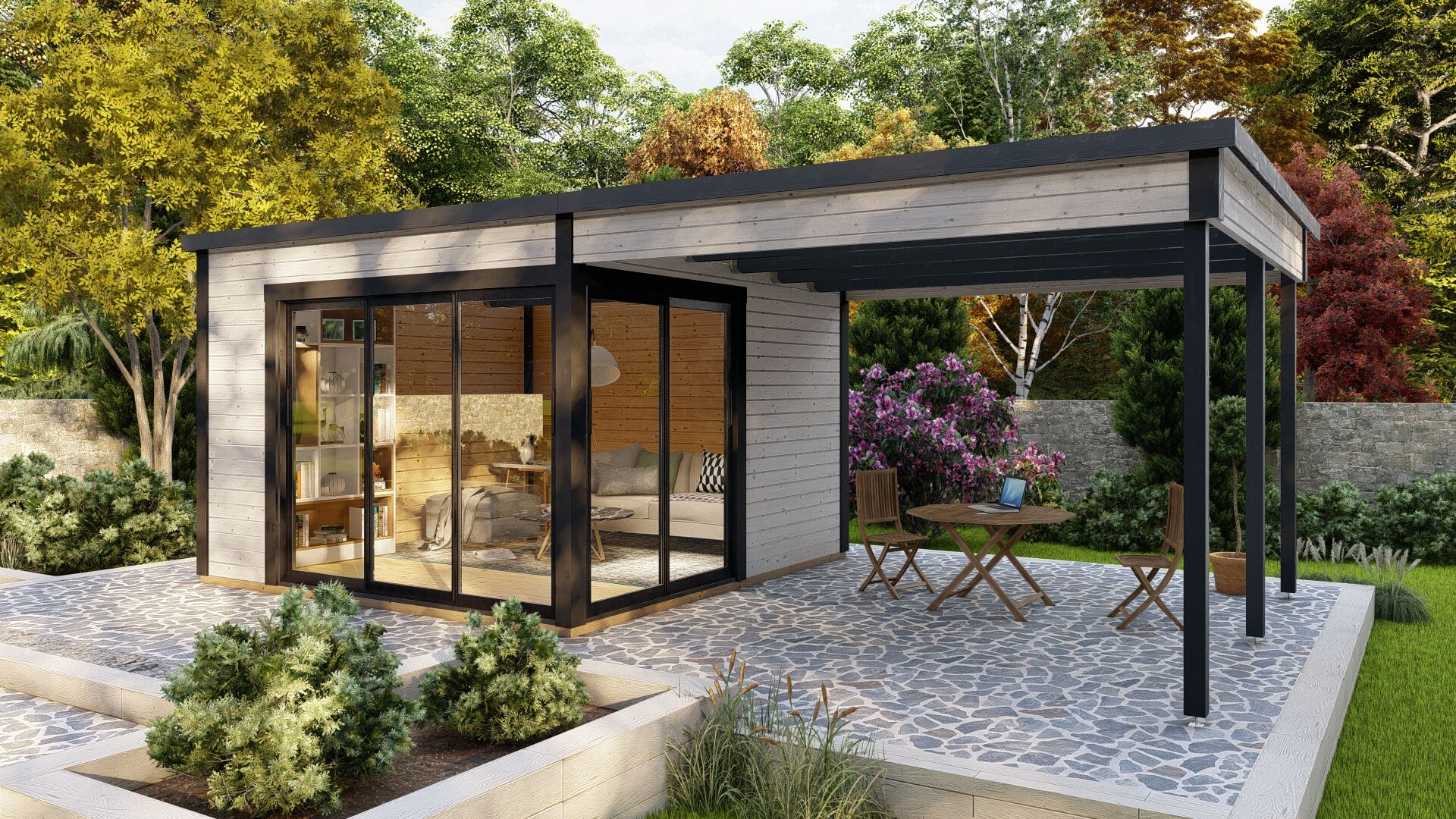 Flachdach Gartenhaus Sydney 32 Plus