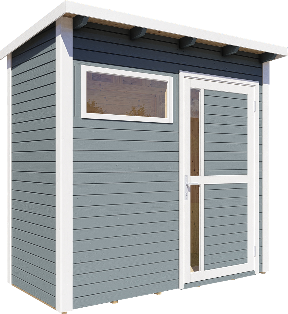 Gartenhaus Holz Pentus 1 hellgrau 234 x 115 cm