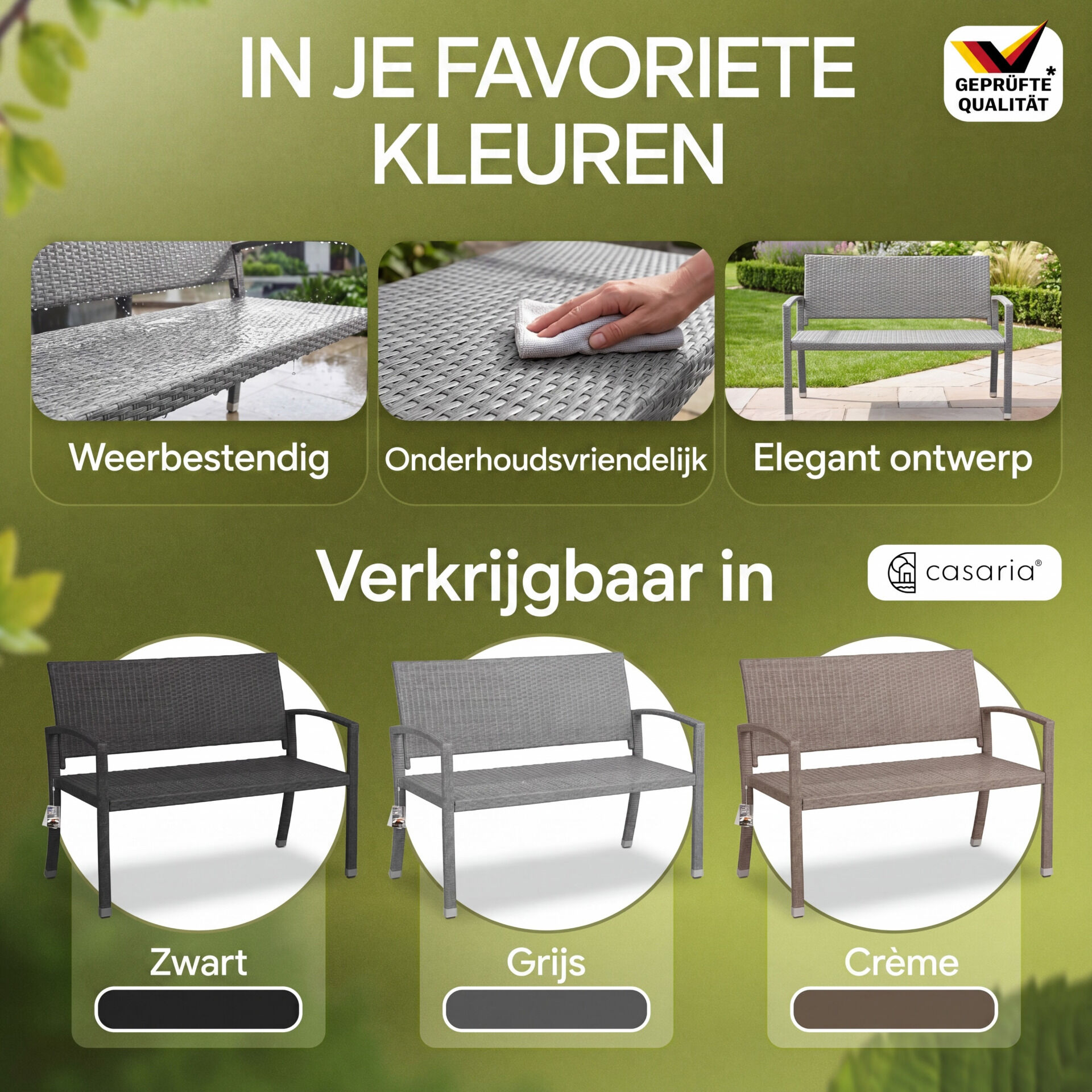 Polyrattan Gartenbank Grau 122x58x87cm