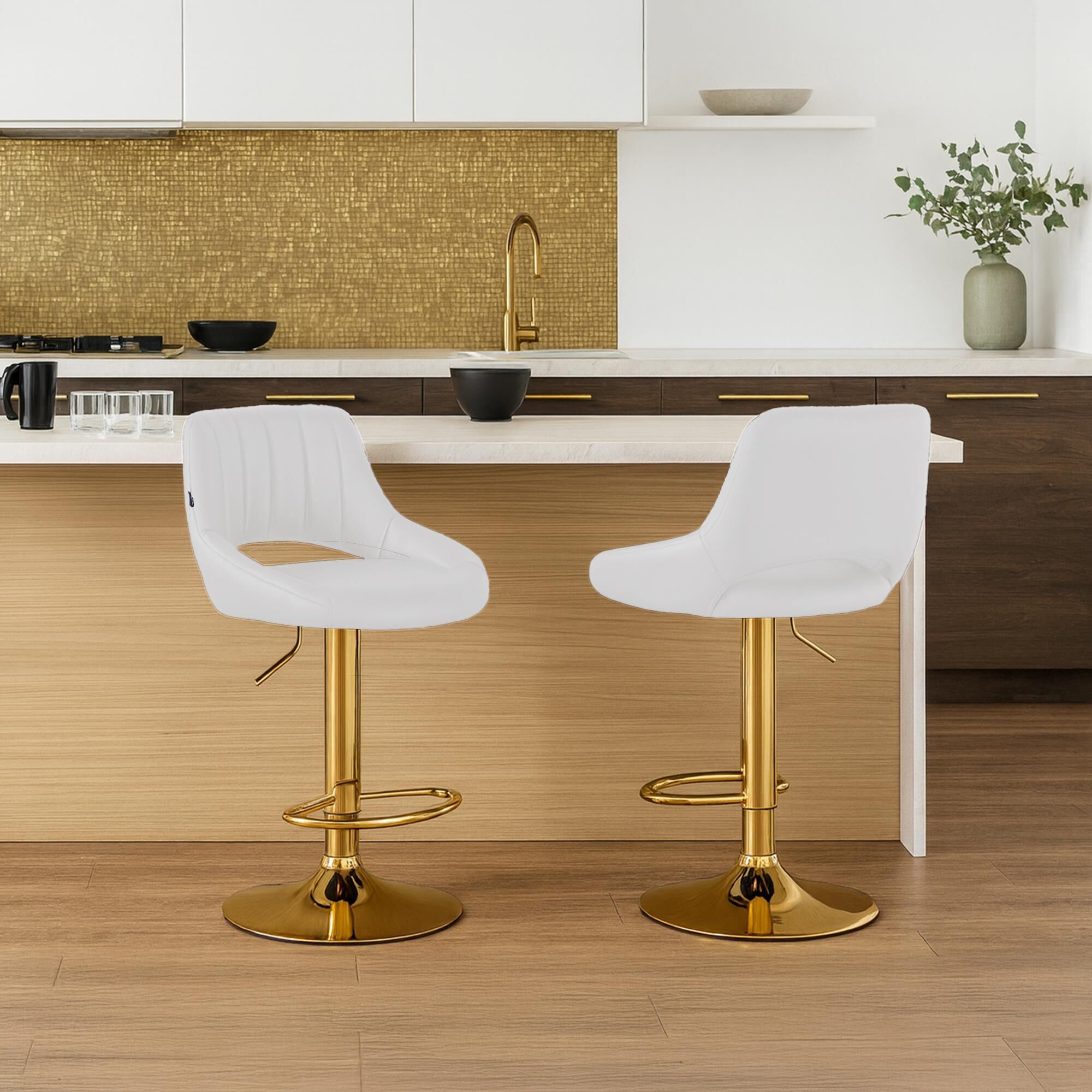 Barhocker Milet Kunstleder gold, weiß