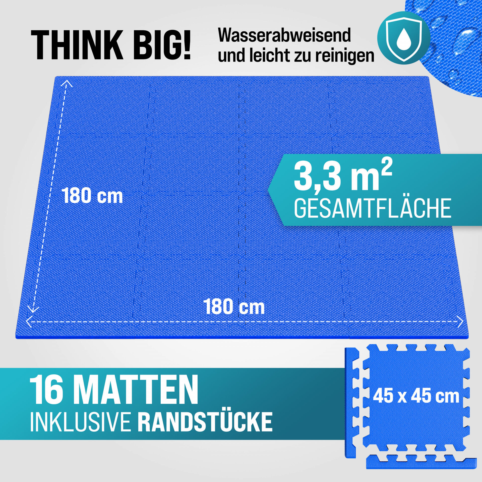 Bodenschutz-/Puzzlematten 16-tlg Blau 180x180x1cm