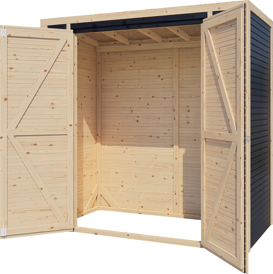 Gerätehaus Holz Box 1 schwarz/natur 207 x 103 cm