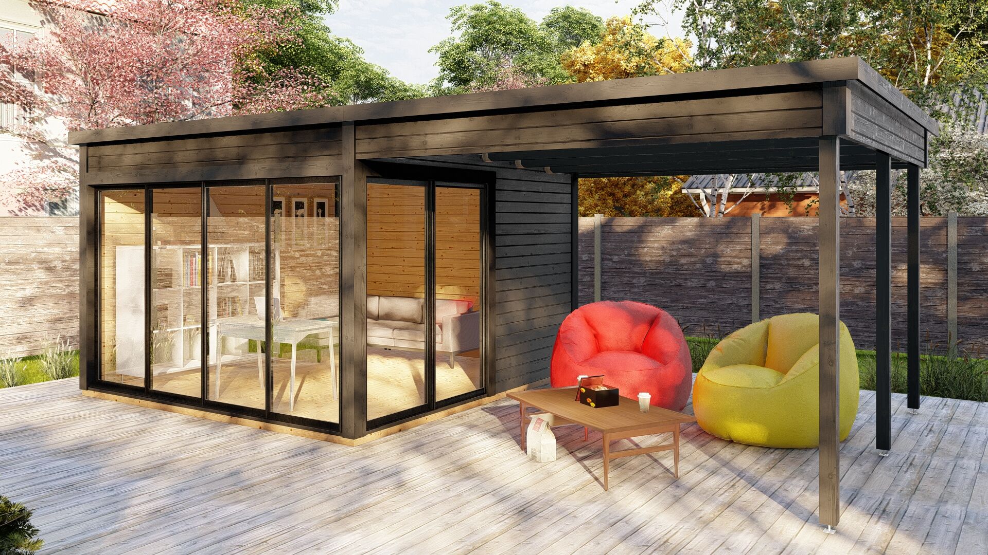 Flachdach Gartenhaus Sydney 35 Plus