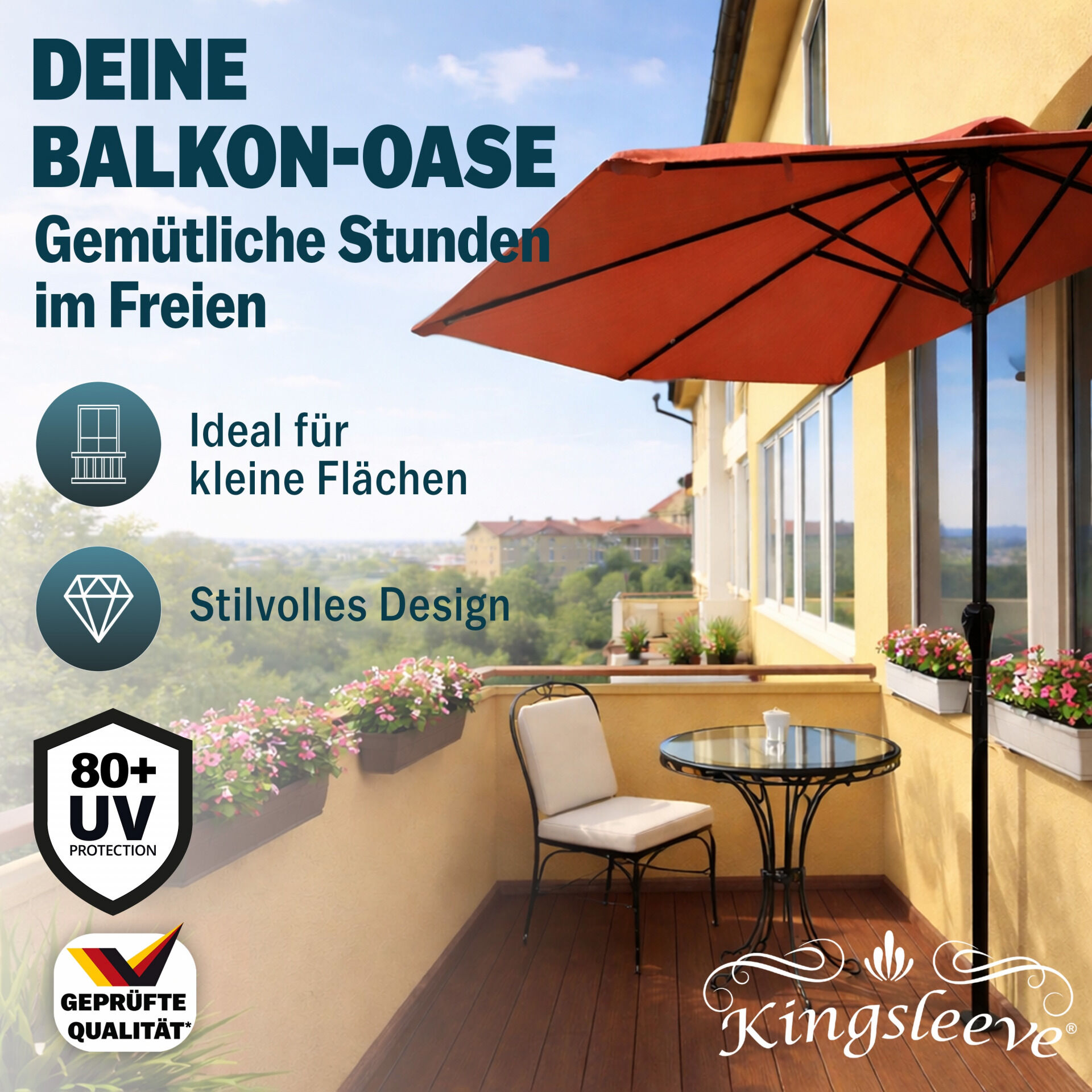 Terrassen-Sonnenschirm Terrakotta UV-Schutz 80+