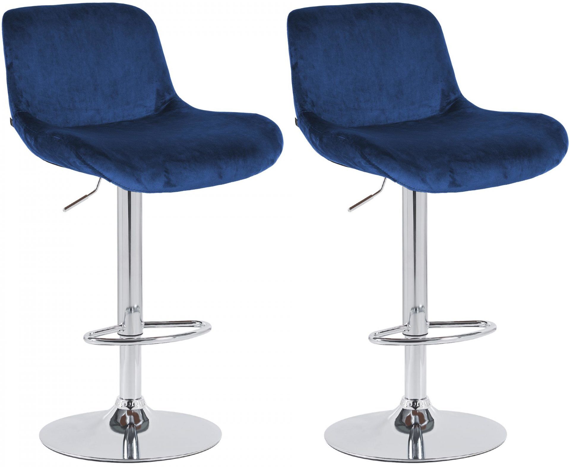 2er Set Barhocker Solon Chrom Samt, blau