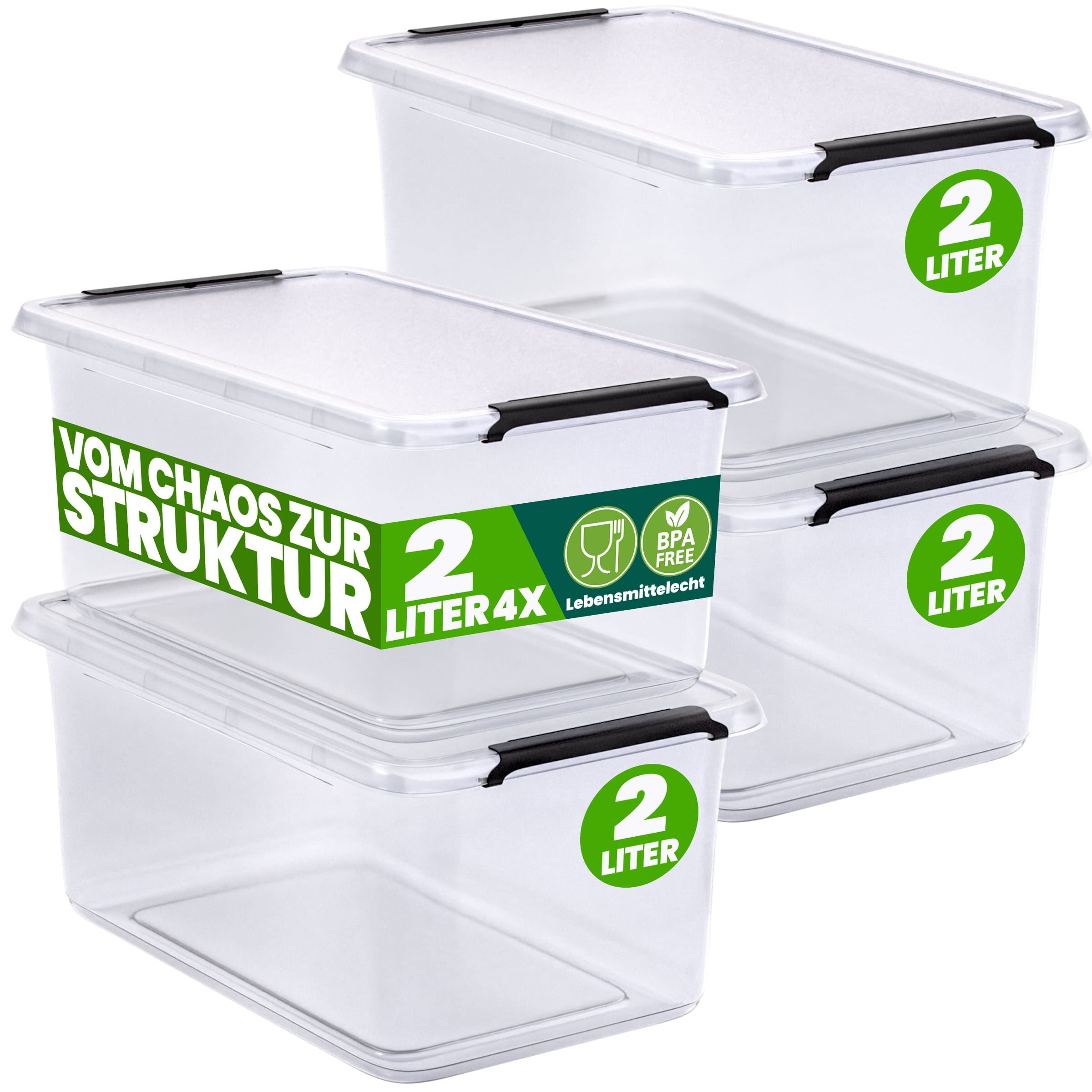 Aufbewahrungsbox 4er-Set 20x15x12cm 2L transparent stapelbar BPA-frei