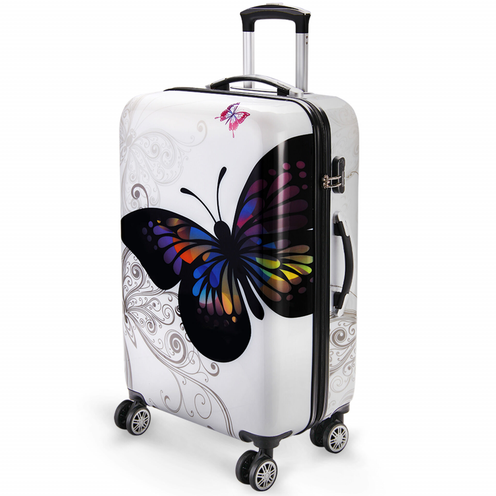 663891 Hartschalenkoffer Rollen 360º Reisekoffer Butterfly Polycarbonat 66L
