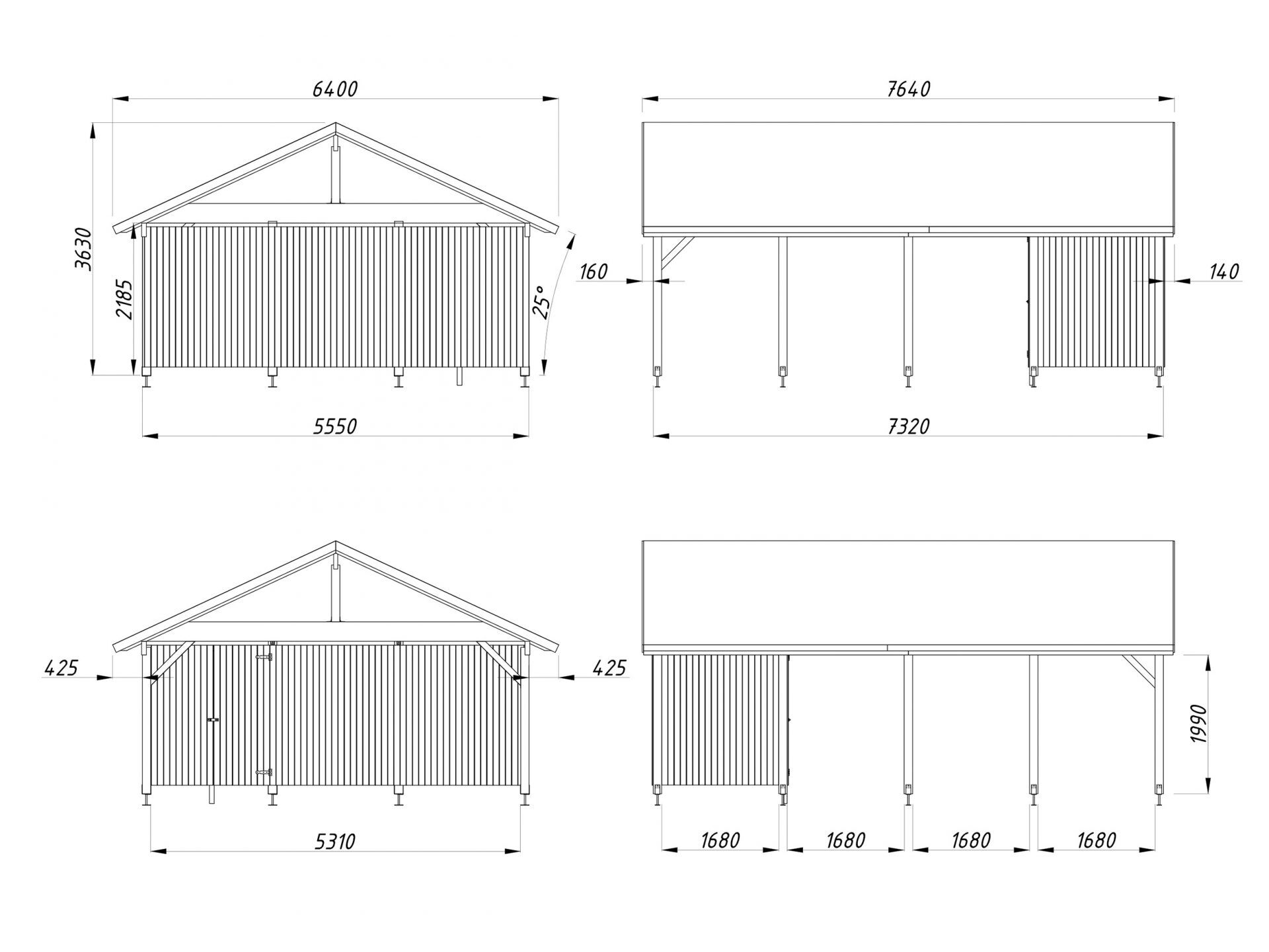 Palmako Carport Robert 40,6 m2 mit Geräteraum