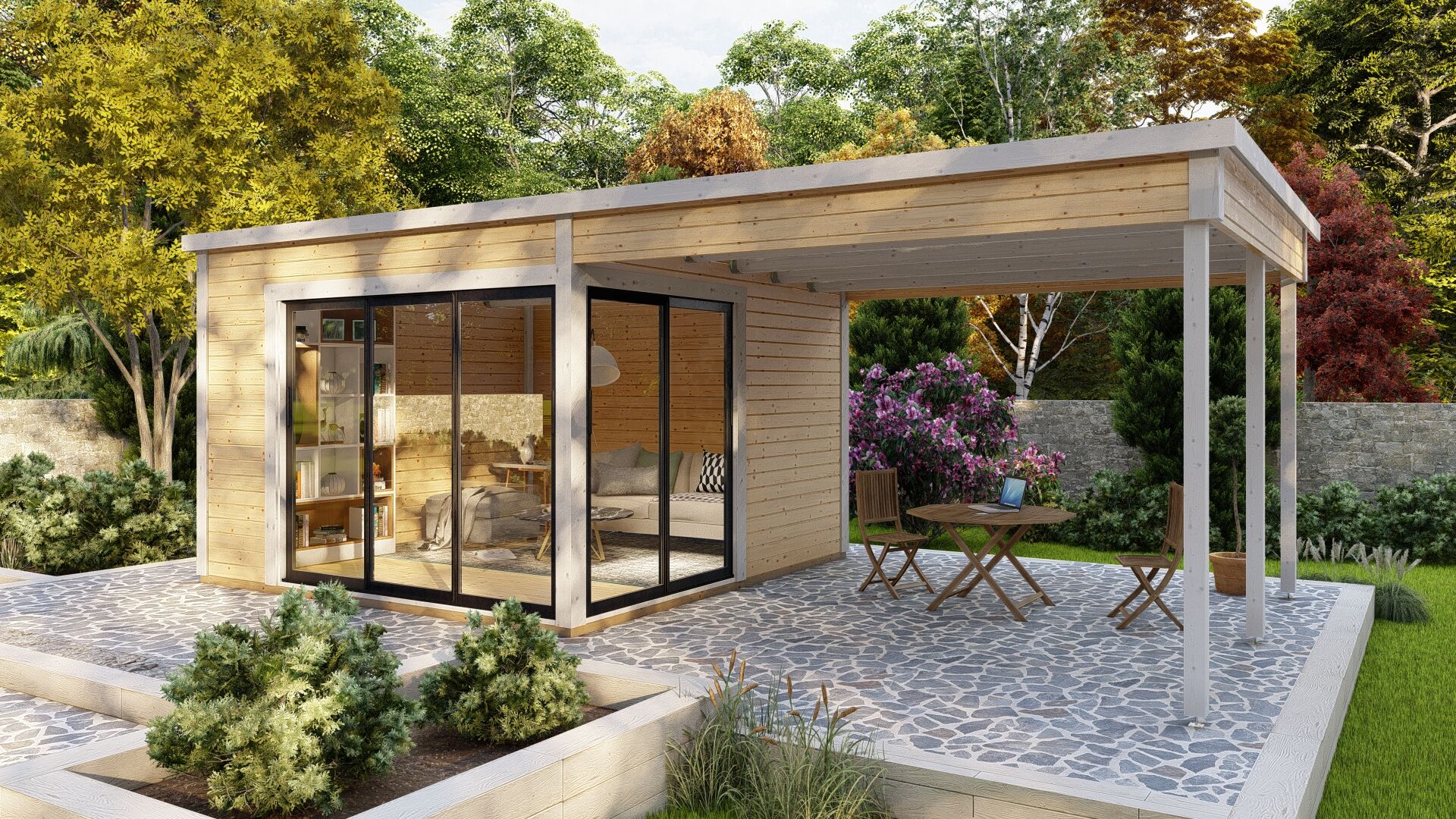 Flachdach Gartenhaus Sydney 32 Plus