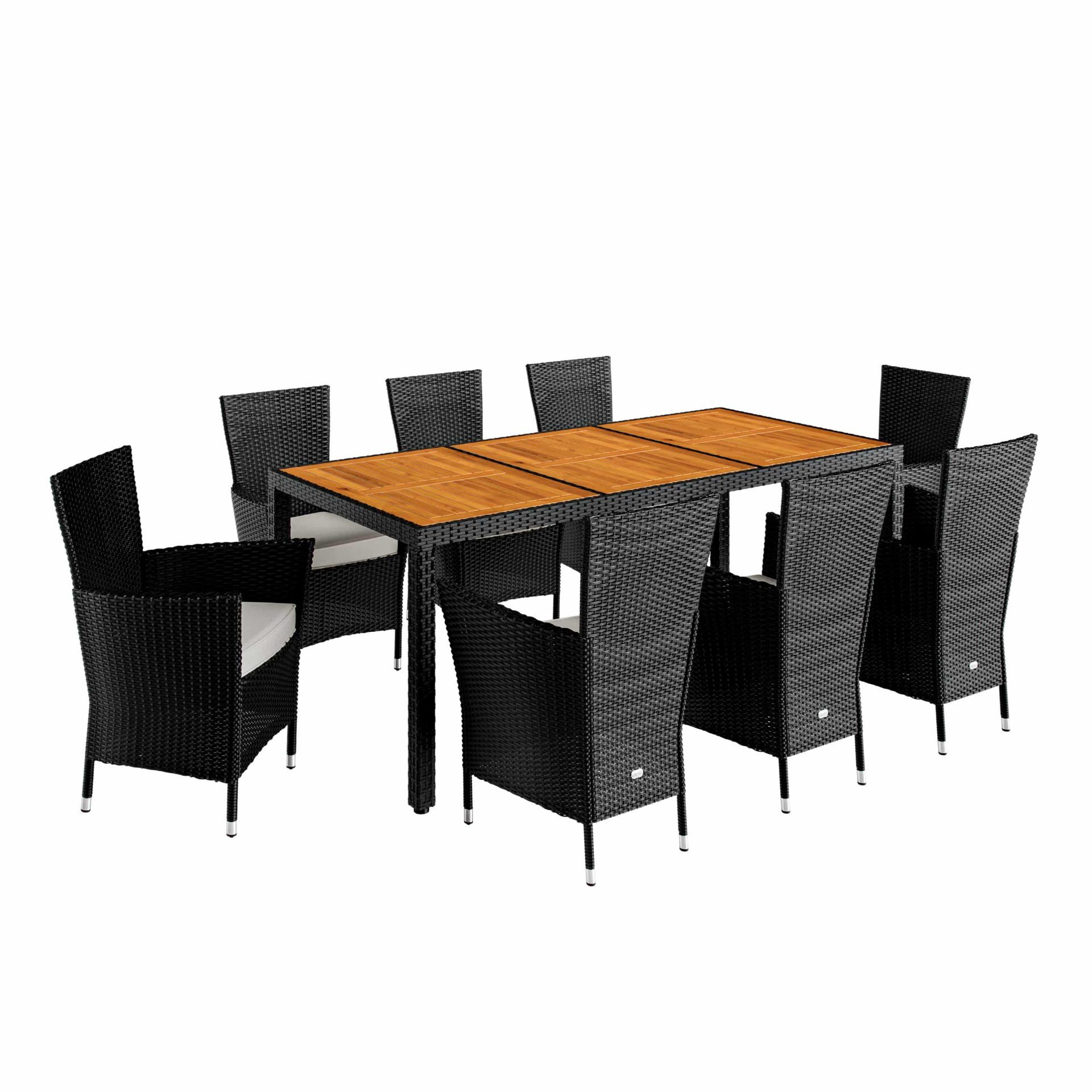 Polyrattan Garten-Sitzgruppe Verona 9-tlg Schwarz