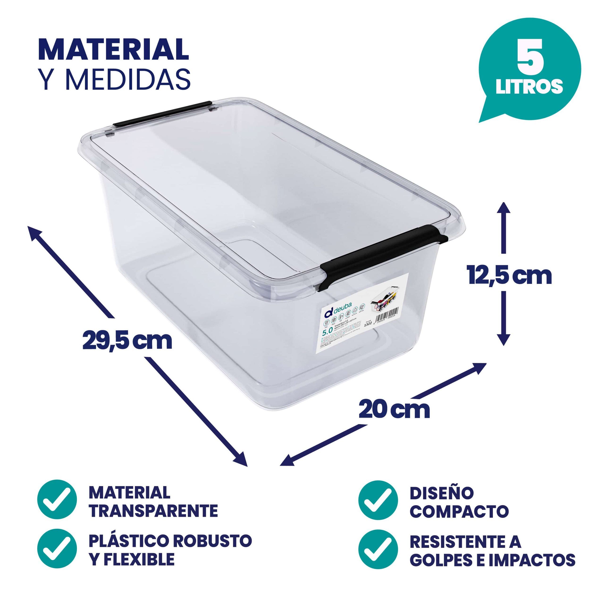 Aufbewahrungsbox 30x20x12cm 5L transparent stapelbar BPA-frei