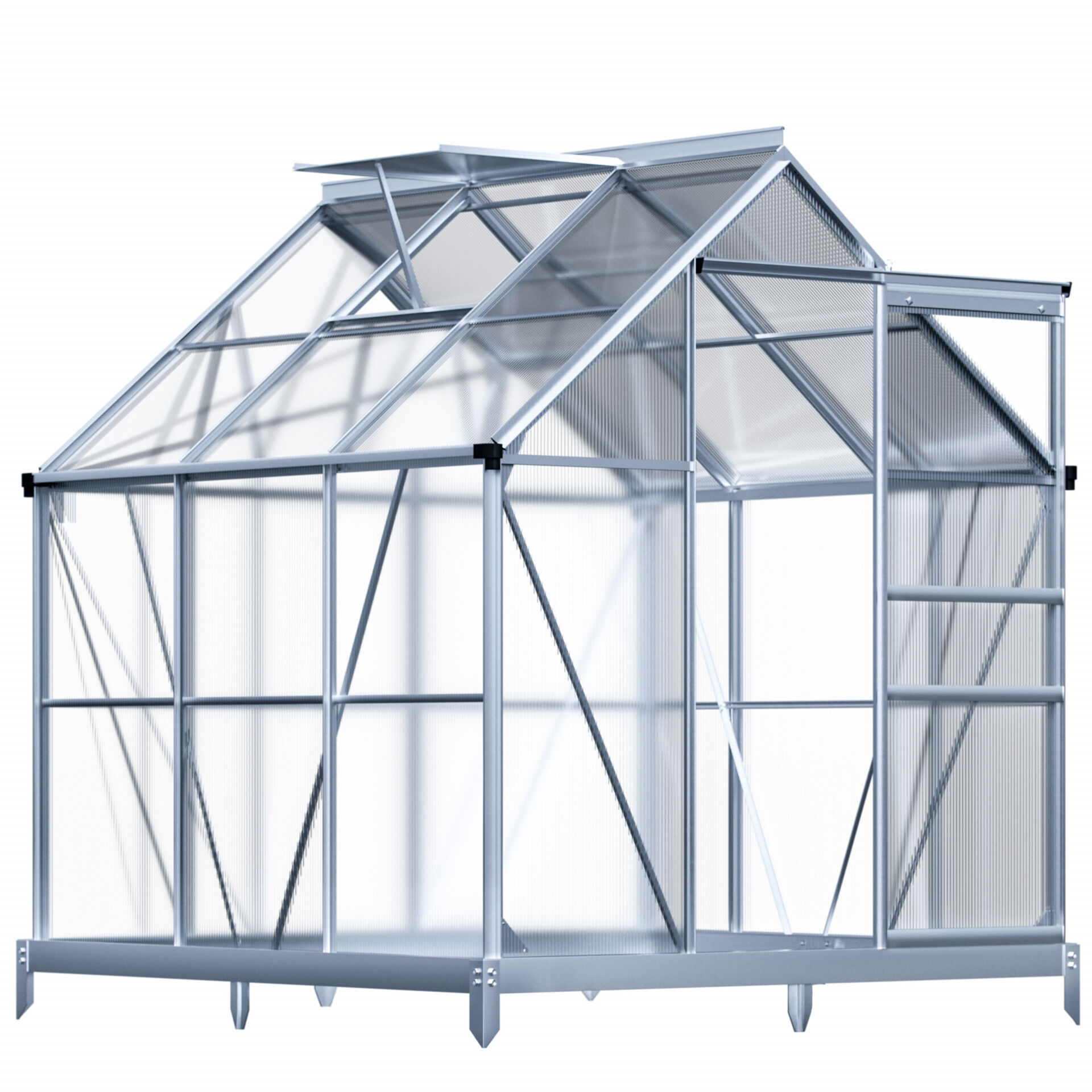 Alu Gewächshaus 190x190x195cm mit Fundament