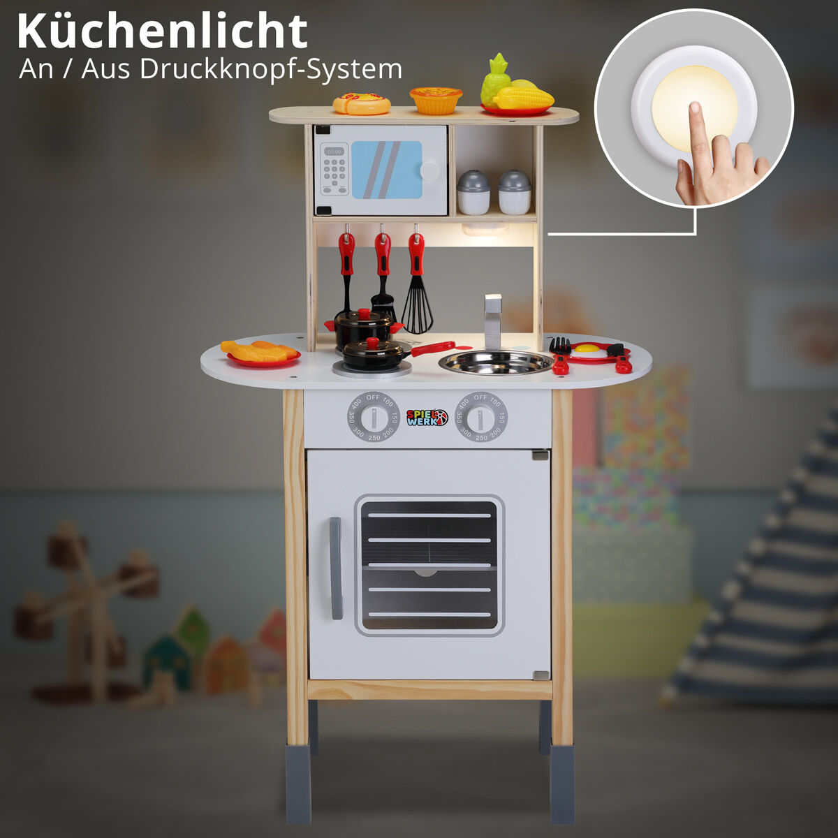 Spielküche Kindertraum aus Holz inkl 35-tlg Zubehör