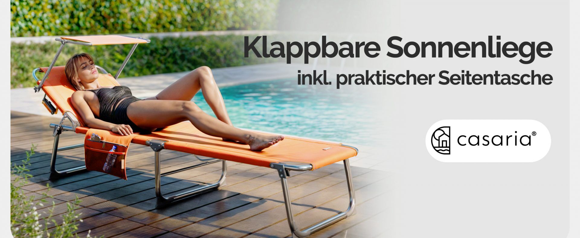 Gartenliege Ibiza Orange 190x59x29cm Alu Sonnendach