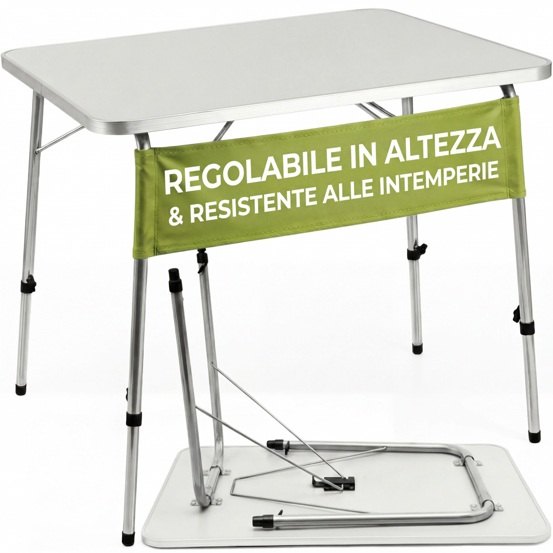 Gartentisch Silber Alu 80x55x50/69cm klappbar