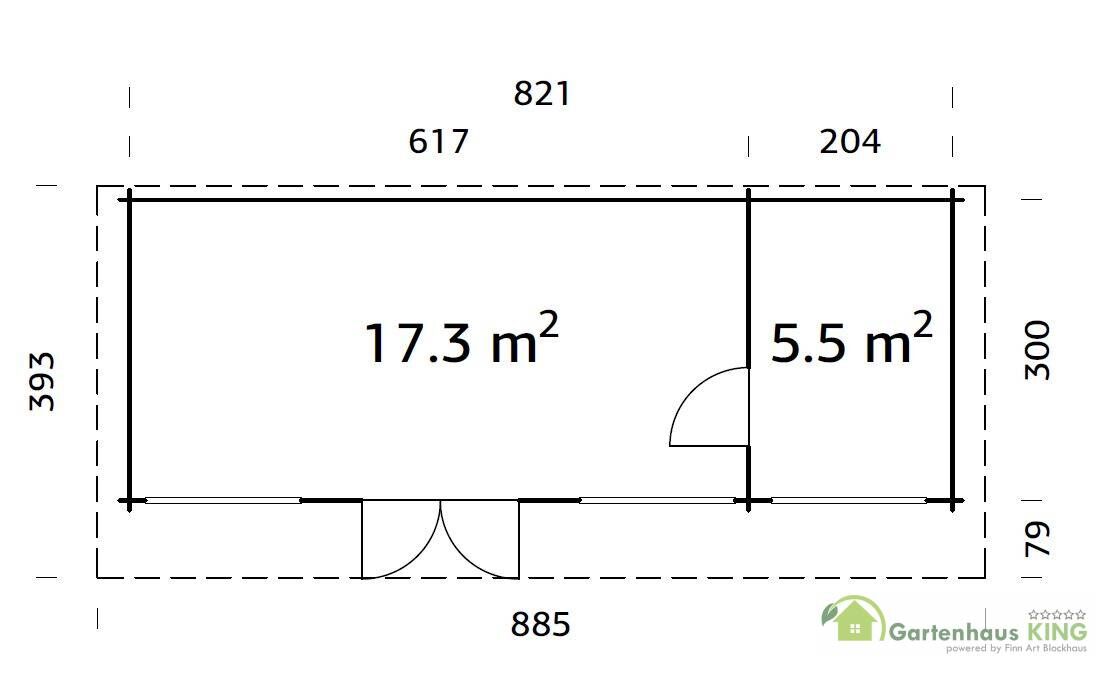 Palmako Ferienhaus Heidi 22,8 m² Grundriss