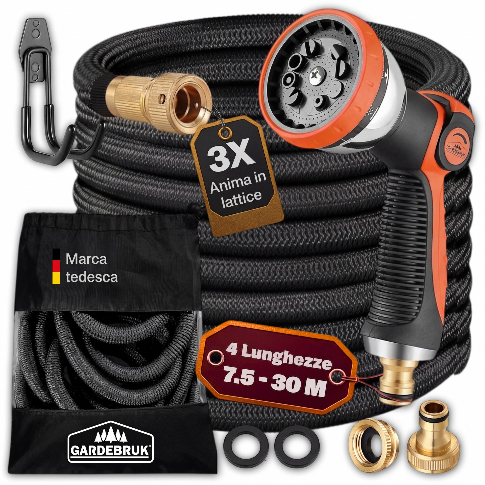 Gartenschlauch Schwarz 7,5m flexibel
